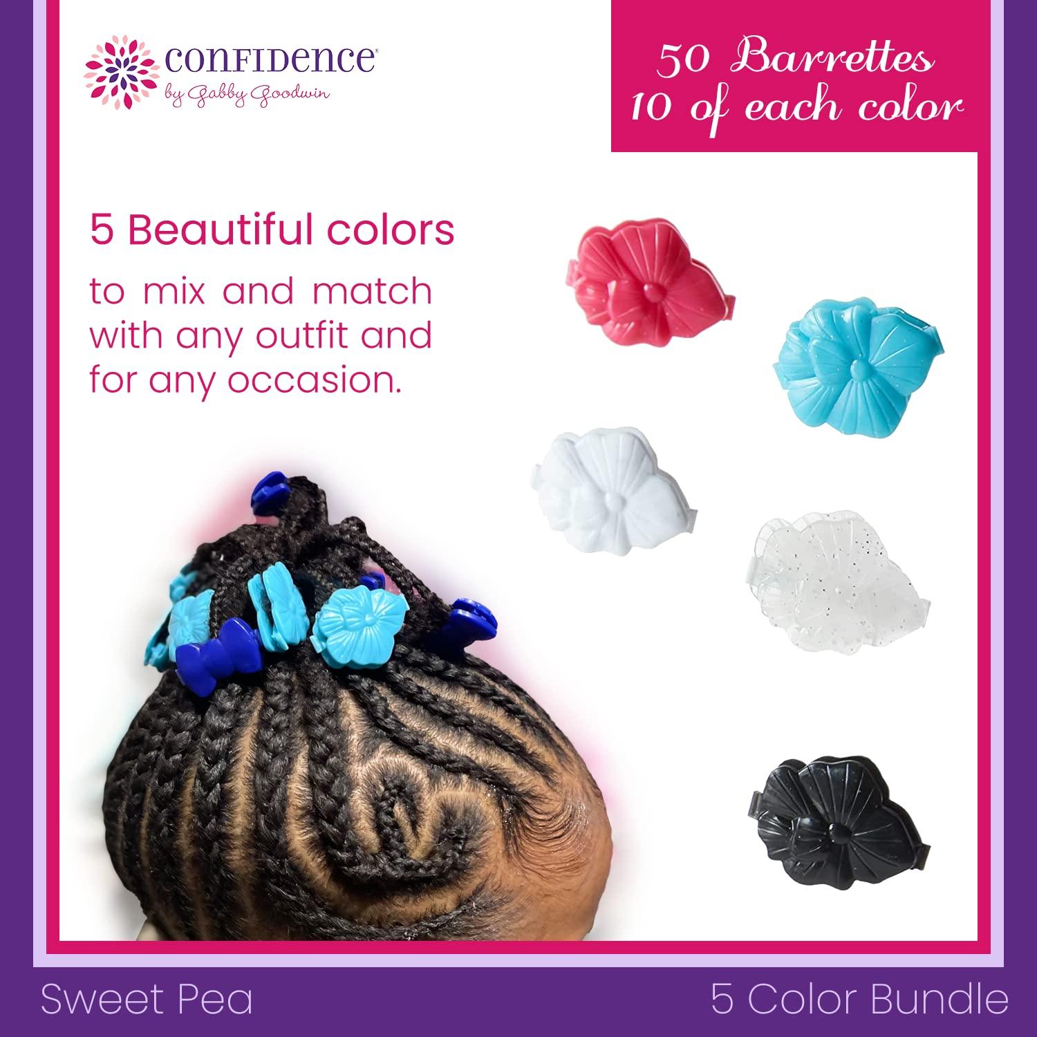 imageConfidence  GaBBY Bow Sweet Pea Design  Patented NonSlip Barrettes  50 Pack 5 Flower ColorsAssorted