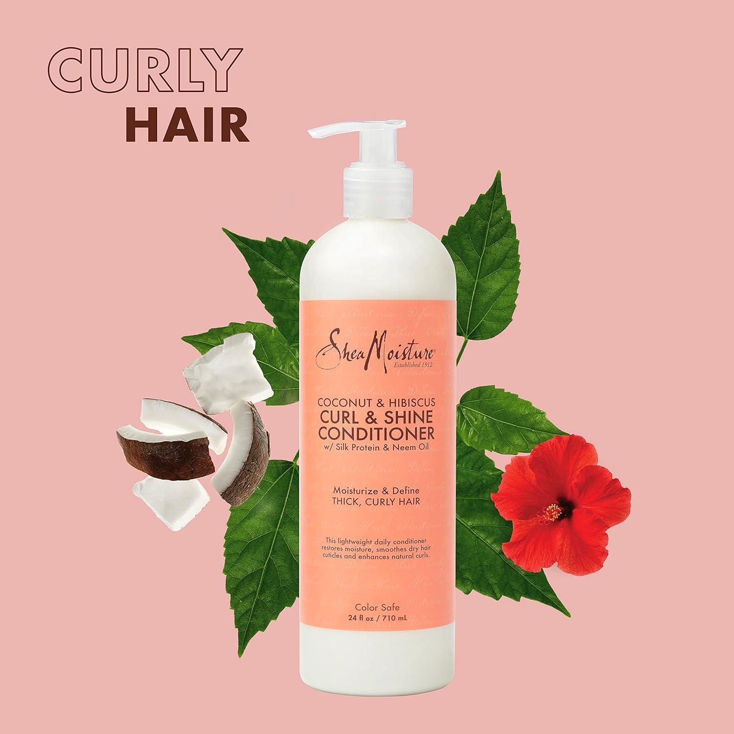 imageShea Moisture Curl ampamp Shine Conditioner Coconut ampamp Hibiscus for Thick Curly Hair to Moisturize ampamp Soften 24 oz