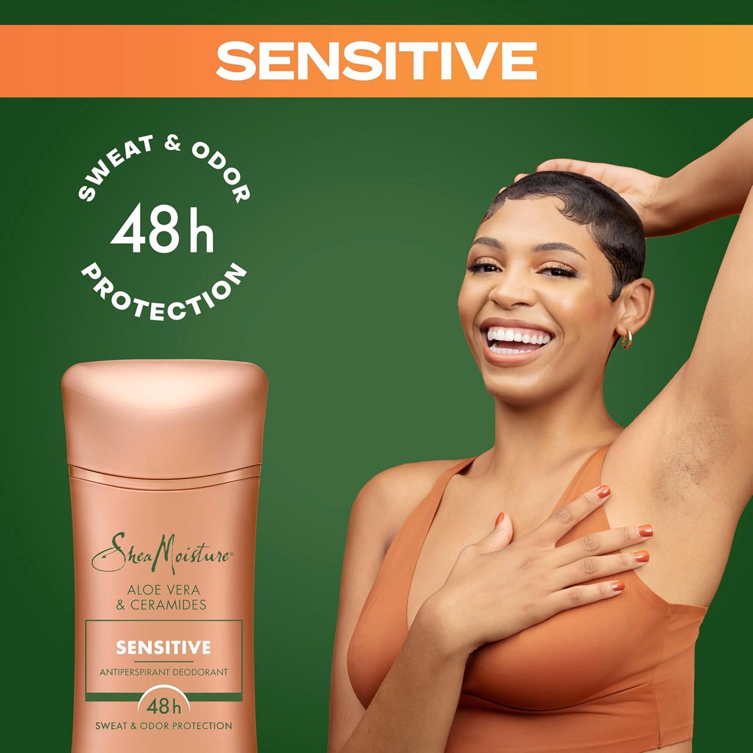 imageSheaMoisture Antiperspirant Deodorant Stick Sensitive Aloe Vera ampamp Ceramides 2 Count for 48HR Sweat ampamp Odor Protection with No Parabens ampamp No Mineral Oil 26 oz