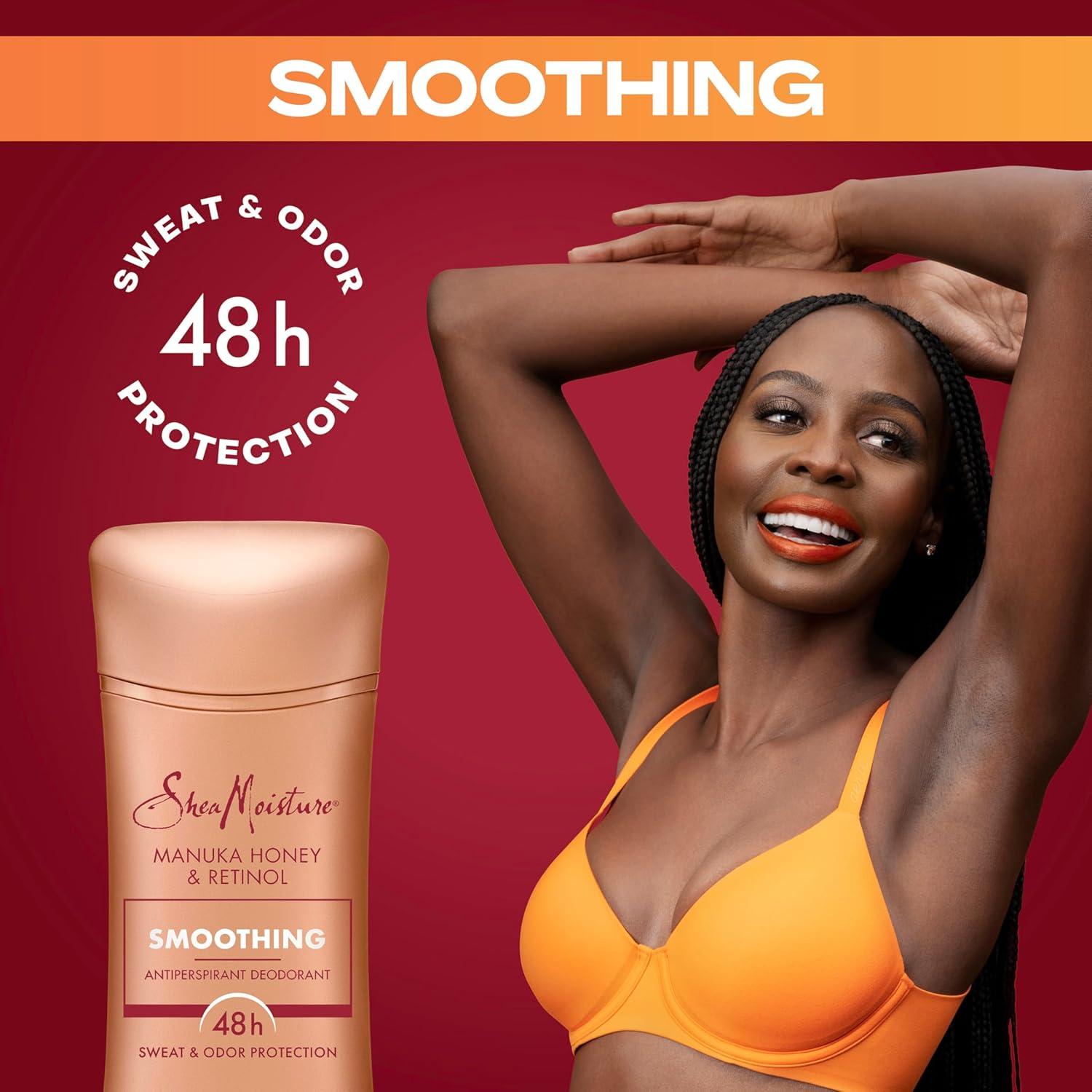 imageSheaMoisture Antiperspirant Deodorant Stick Smoothing Manuka Honey ampamp Retinol Pack of 2 for 48HR Sweat ampamp Odor Protection with No Parabens ampamp No Mineral Oil 26 oz