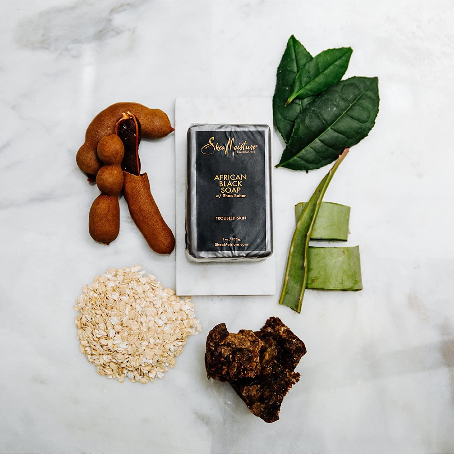 imageSheaMoisture Bar Soap 6 Count for Troubled Skin African Black Soap Cleanser with Shea Butter 8 ozFragranced