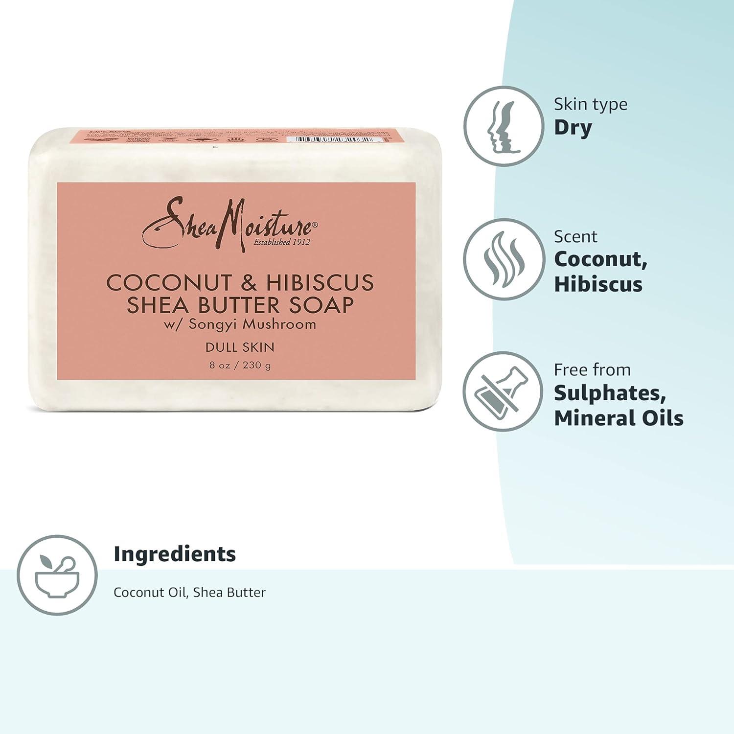 imageSheaMoisture Bar Soap 6 Count for Troubled Skin African Black Soap Cleanser with Shea Butter 8 ozcoconut and hibiscus