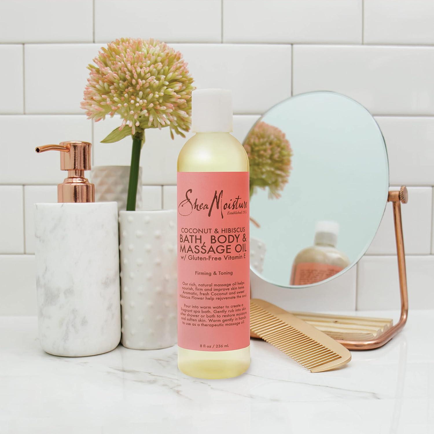 imageSheaMoisture Bath Body and Massage Oil Lavender Wild Orchid Calming Moisturizer for Sensitive Skin 8 ozCoconut Oil and Hibiscus