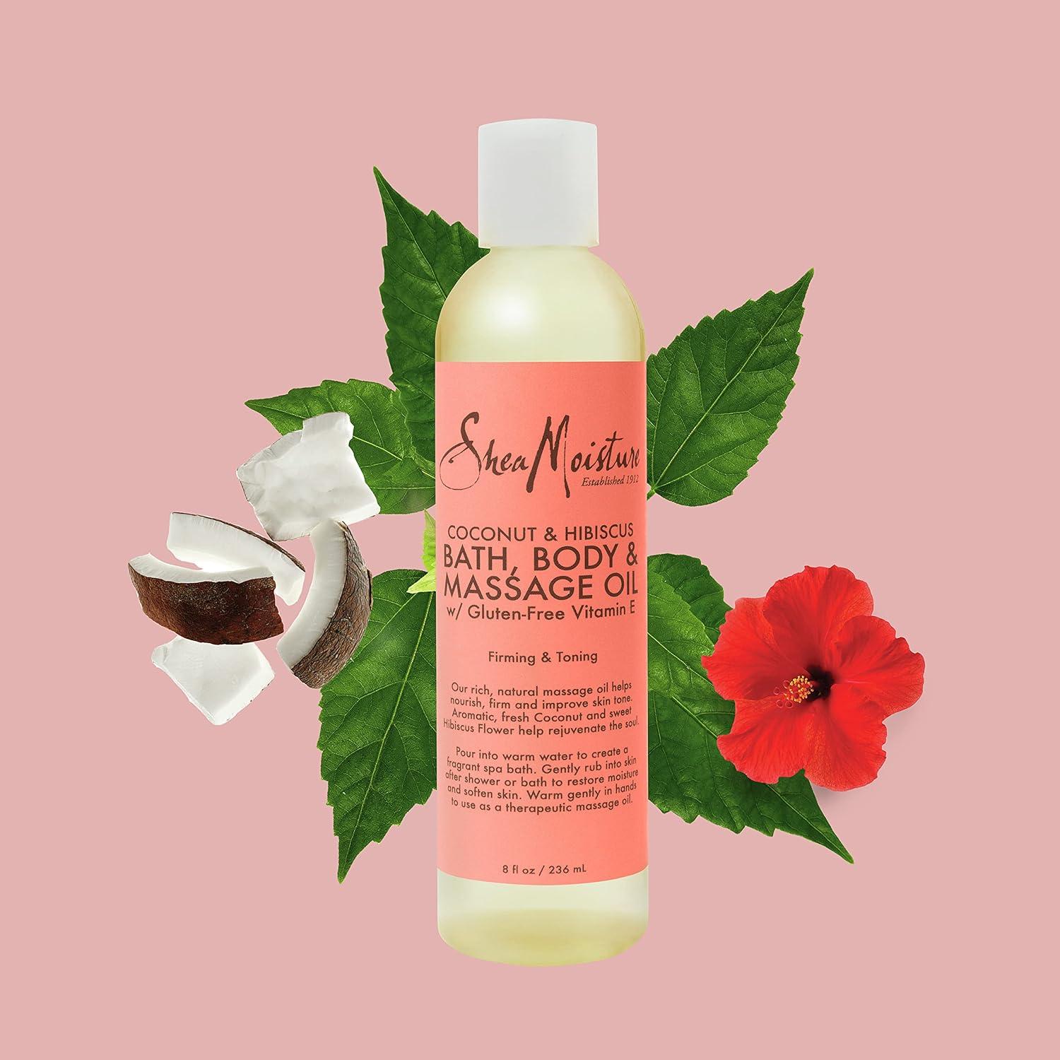 imageSheaMoisture Bath Body and Massage Oil Lavender Wild Orchid Calming Moisturizer for Sensitive Skin 8 ozCoconut Oil and Hibiscus