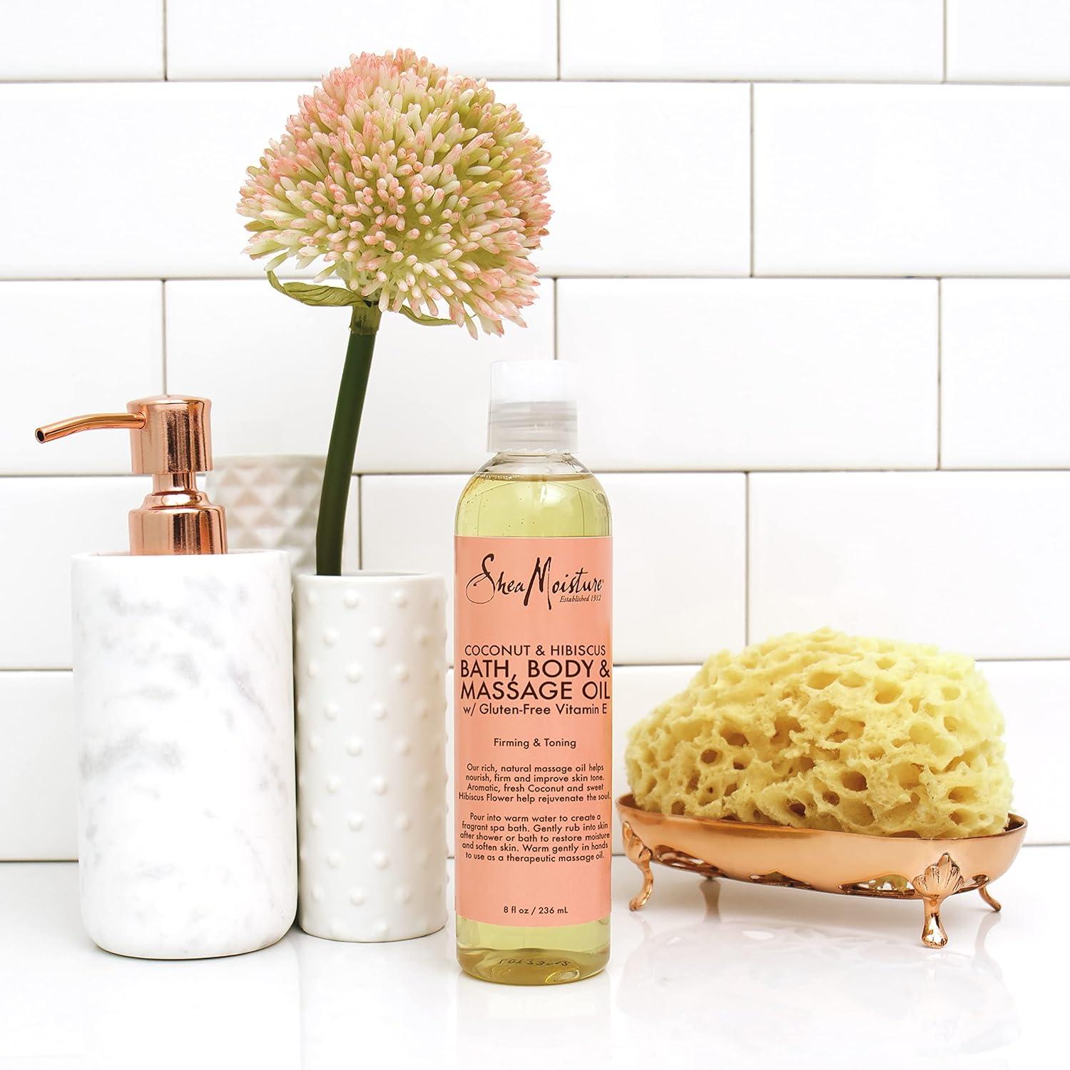 imageSheaMoisture Bath Body and Massage Oil Lavender Wild Orchid Calming Moisturizer for Sensitive Skin 8 ozCoconut Oil and Hibiscus