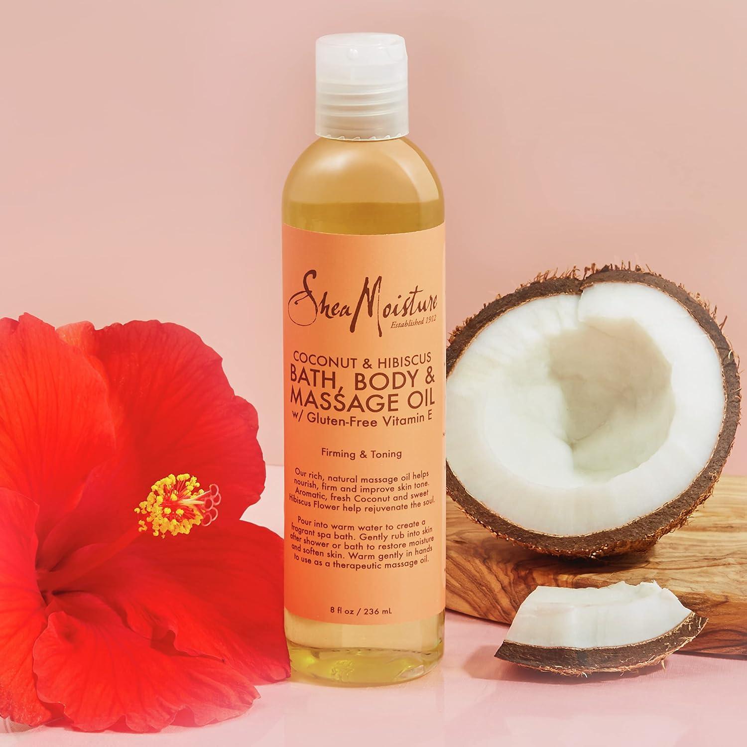 imageSheaMoisture Bath Body and Massage Oil Lavender Wild Orchid Calming Moisturizer for Sensitive Skin 8 ozCoconut Oil and Hibiscus