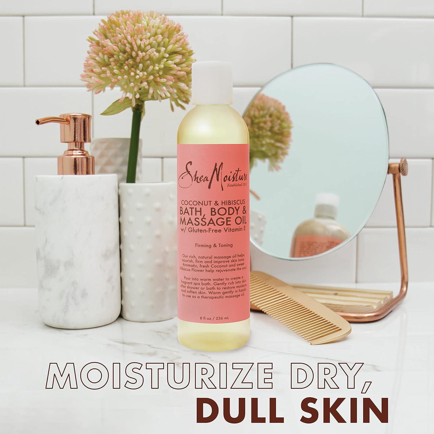 imageSheaMoisture Bath Body and Massage Oil Lavender Wild Orchid Calming Moisturizer for Sensitive Skin 8 ozCoconut Oil and Hibiscus