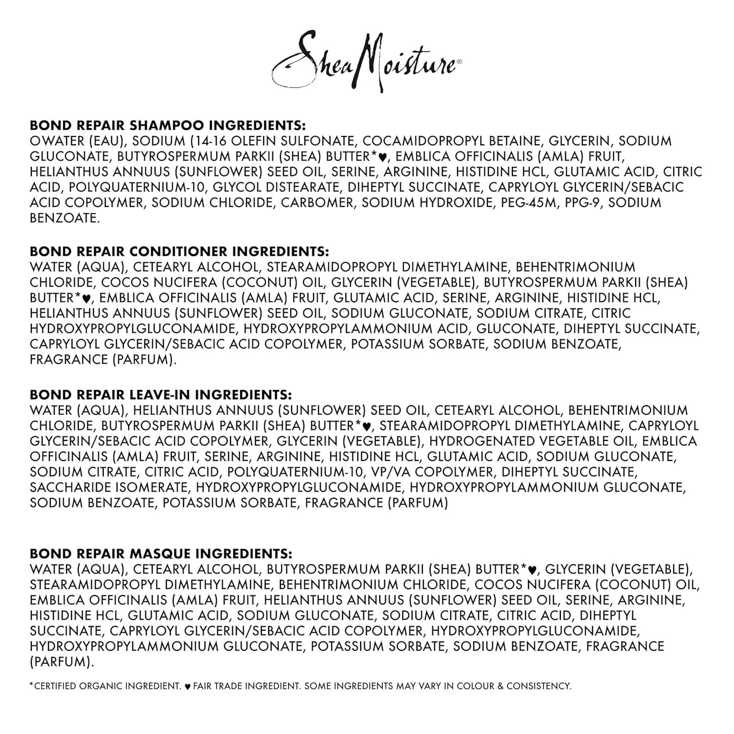 imageSheaMoisture Bond Repair Shampoo Conditioner LeaveIn ampamp Masque 4 Pk Alma Oil to Strengthen Hair with Restorative HydroPlex Infusion