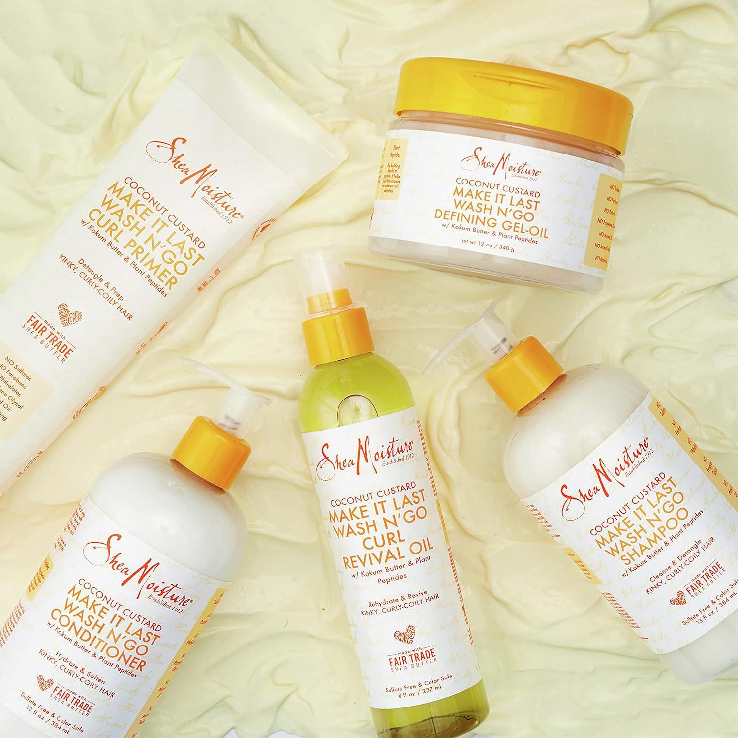 imageSheaMoisture Coconut Custard Curl Defining Cream  Make It Last Wash N Go Primer Enhancer ampamp Detangler for Wavy ampamp Curly Hair Organic Shea Butter 103 Oz103 Fl Oz Pack of 1