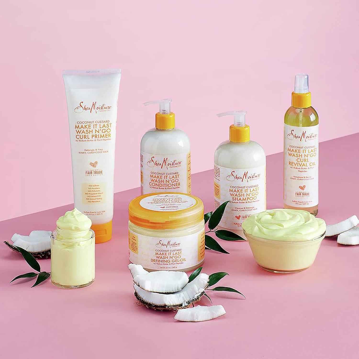 imageSheaMoisture Coconut Custard Curl Defining Cream  Make It Last Wash N Go Primer Enhancer ampamp Detangler for Wavy ampamp Curly Hair Organic Shea Butter 103 Oz103 Fl Oz Pack of 1