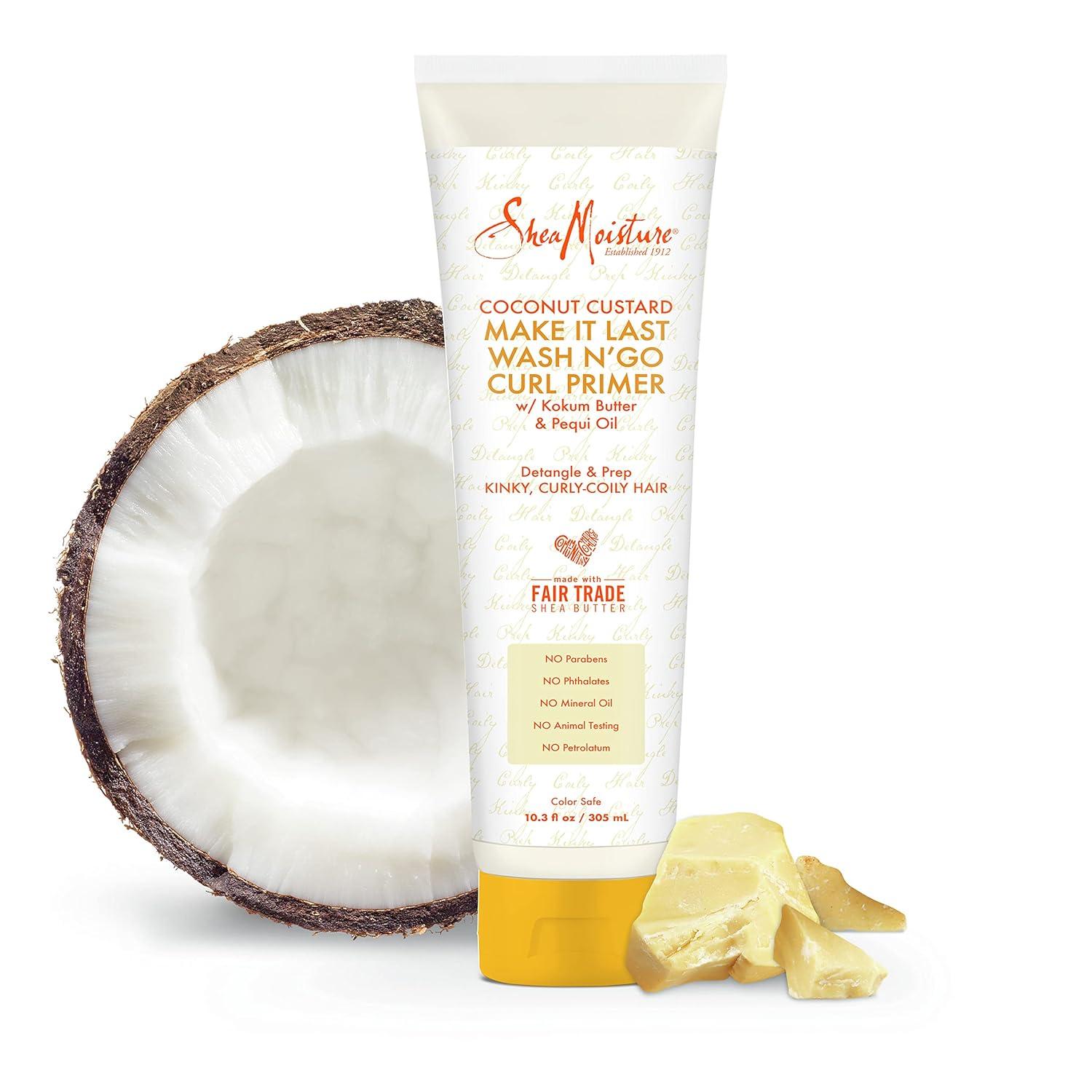 imageSheaMoisture Coconut Custard Curl Defining Cream  Make It Last Wash N Go Primer Enhancer ampamp Detangler for Wavy ampamp Curly Hair Organic Shea Butter 103 Oz103 Fl Oz Pack of 1