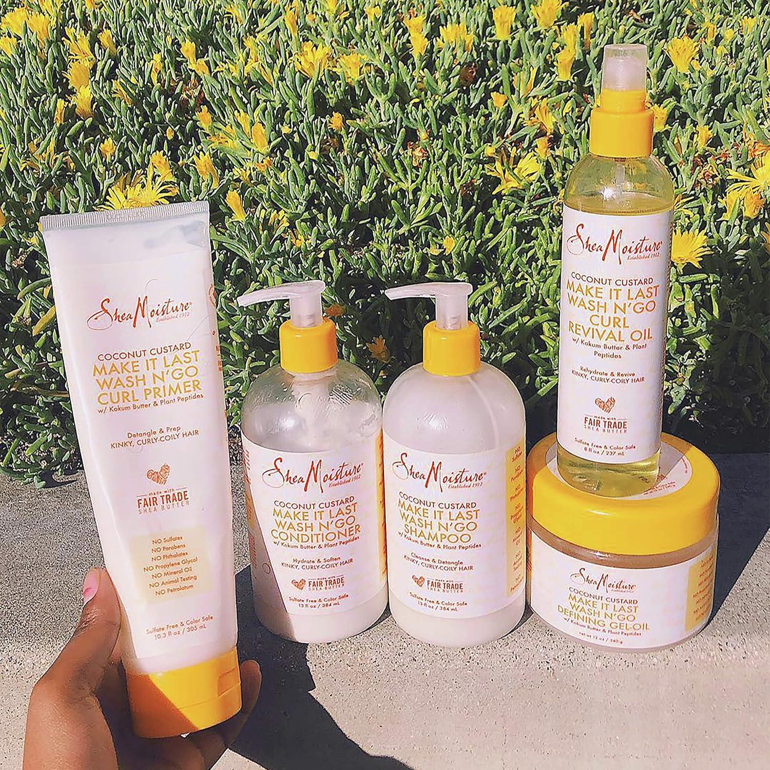 imageSheaMoisture Coconut Custard Curl Defining Cream  Make It Last Wash N Go Primer Enhancer ampamp Detangler for Wavy ampamp Curly Hair Organic Shea Butter 103 Oz103 Fl Oz Pack of 1