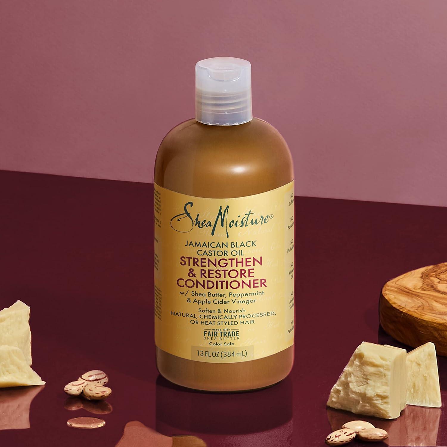 imageSheaMoisture Conditioner 100 Pure Jamaican Black Castor Oil to Intensely Smooth and Nourish Hair with Shea Butter Peppermint and Apple Cider Vinegar 13 oz13 Fl Oz Pack of 1