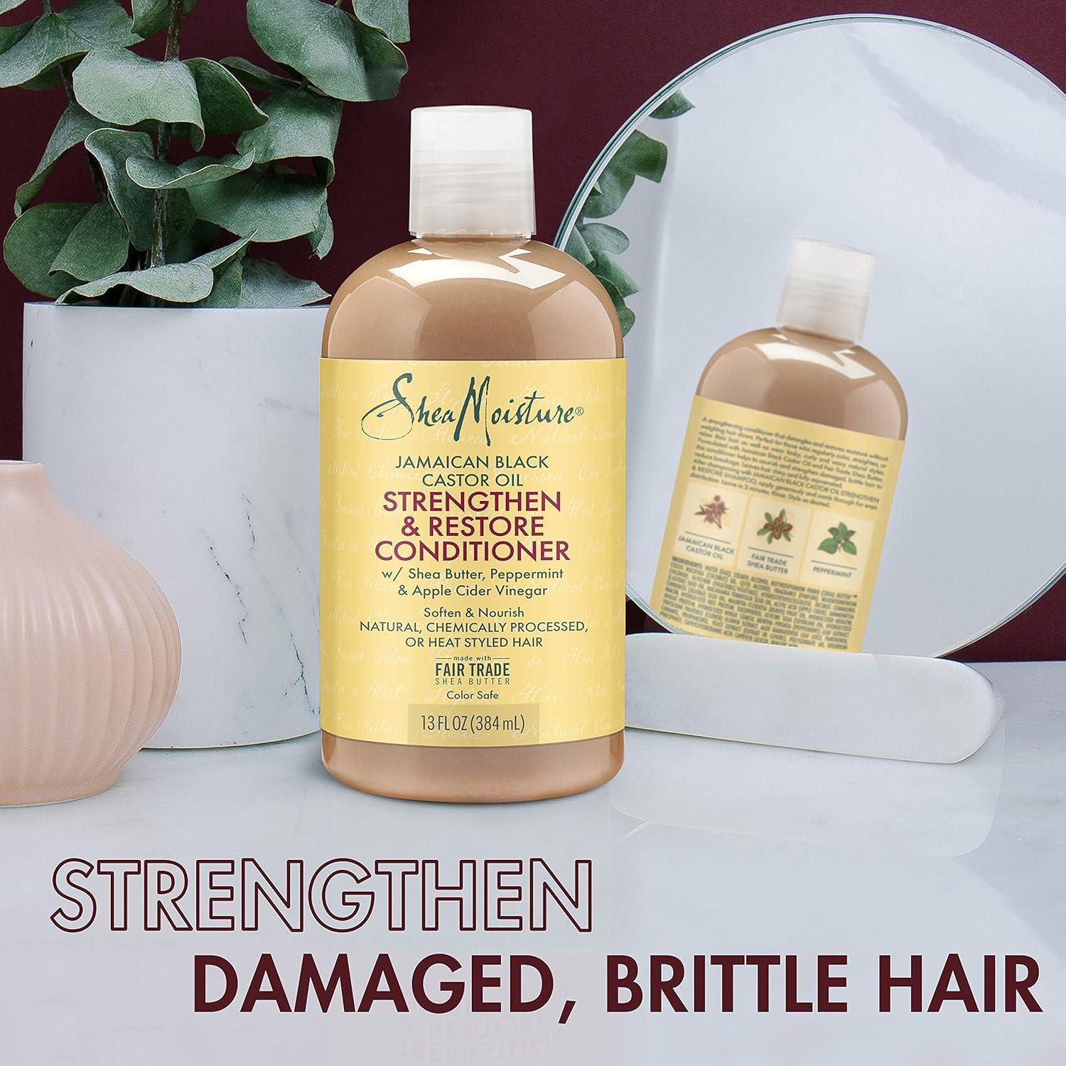 imageSheaMoisture Conditioner 100 Pure Jamaican Black Castor Oil to Intensely Smooth and Nourish Hair with Shea Butter Peppermint and Apple Cider Vinegar 13 oz13 Fl Oz Pack of 1