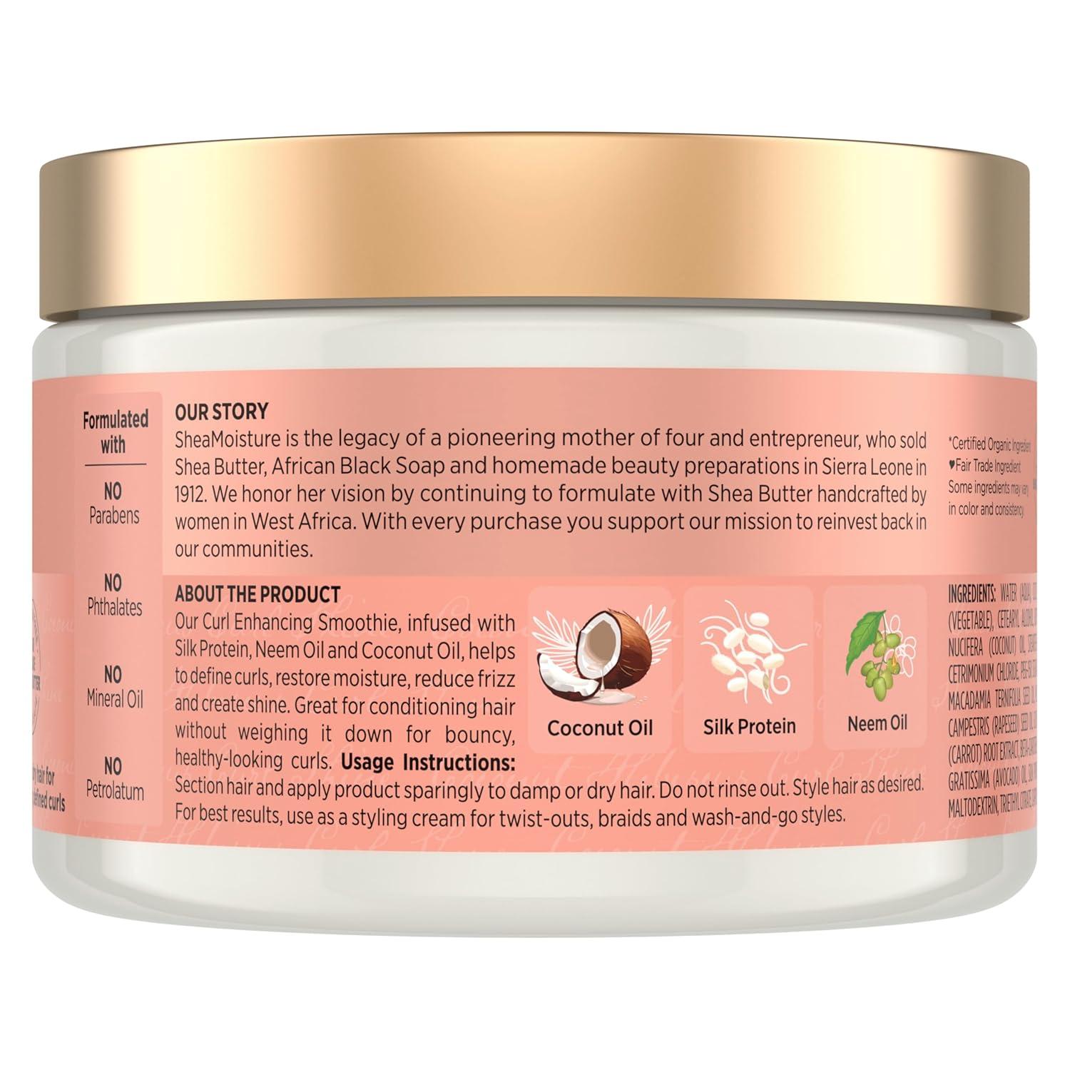 imageSheaMoisture Curl Enhancing Smoothie Hair Cream Coconut and Hibiscus for Thick Curly Hair Sulfate Free and Paraben Free Curl Cream 20 ozCoconut and Hibiscus