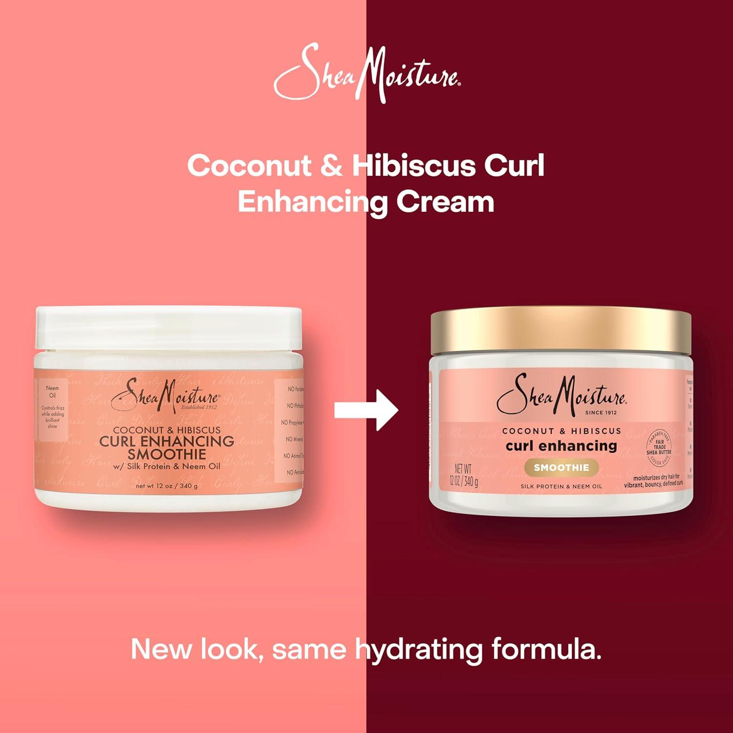 imageSheaMoisture Curl Enhancing Smoothie Hair Cream Coconut and Hibiscus for Thick Curly Hair Sulfate Free and Paraben Free Curl Cream 20 ozCoconut and Hibiscus