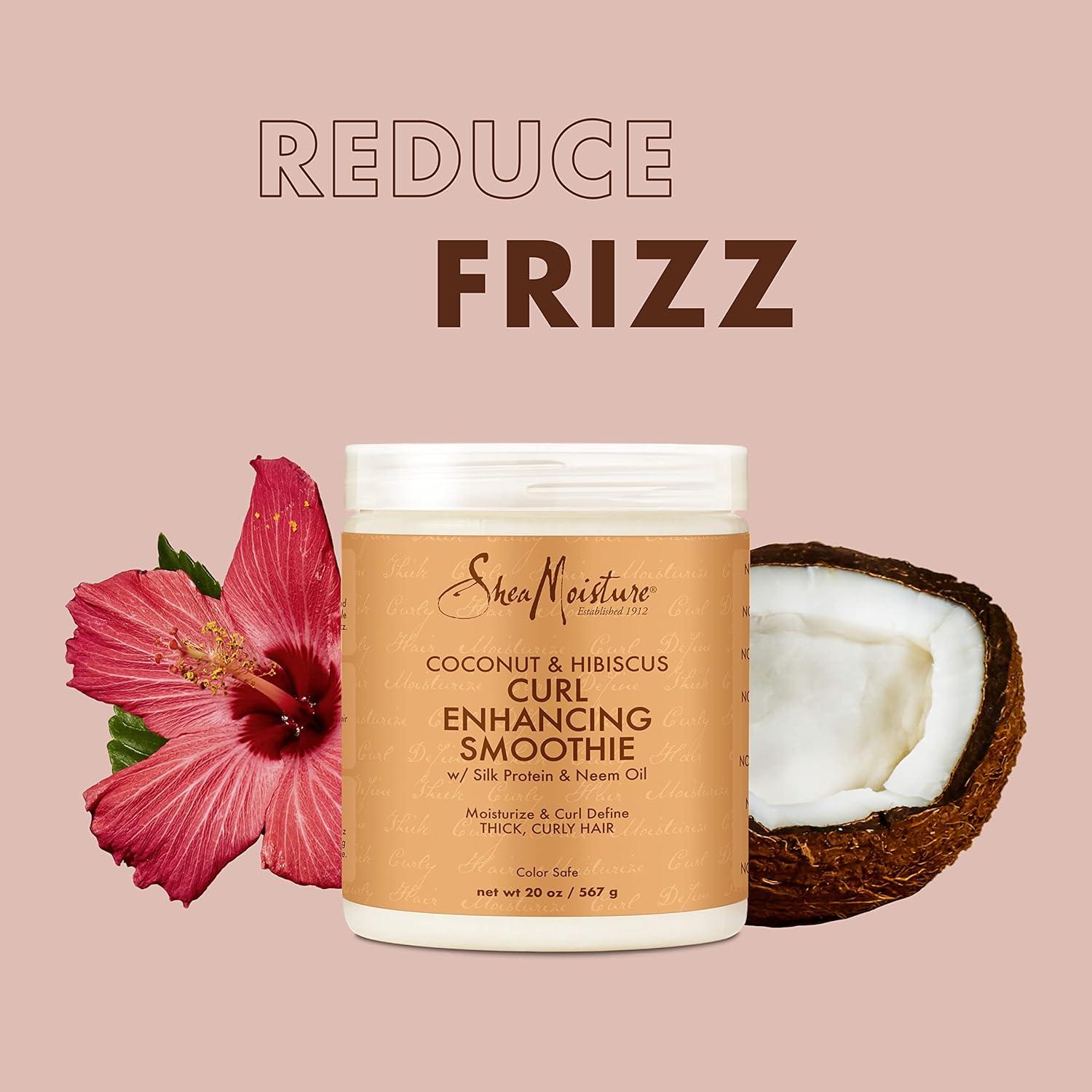 imageSheaMoisture Curl Enhancing Smoothie Hair Cream Coconut and Hibiscus for Thick Curly Hair Sulfate Free and Paraben Free Curl Cream 20 ozHibiscus