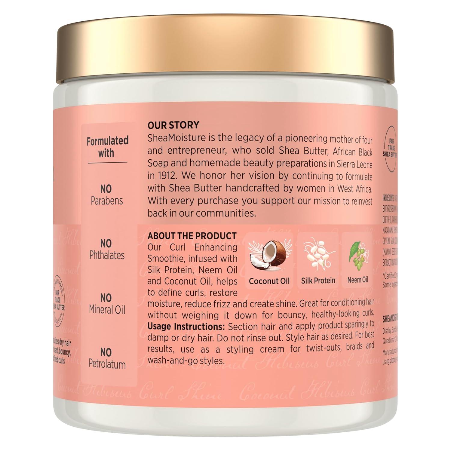 imageSheaMoisture Curl Enhancing Smoothie Hair Cream Coconut and Hibiscus for Thick Curly Hair Sulfate Free and Paraben Free Curl Cream 20 ozHibiscus