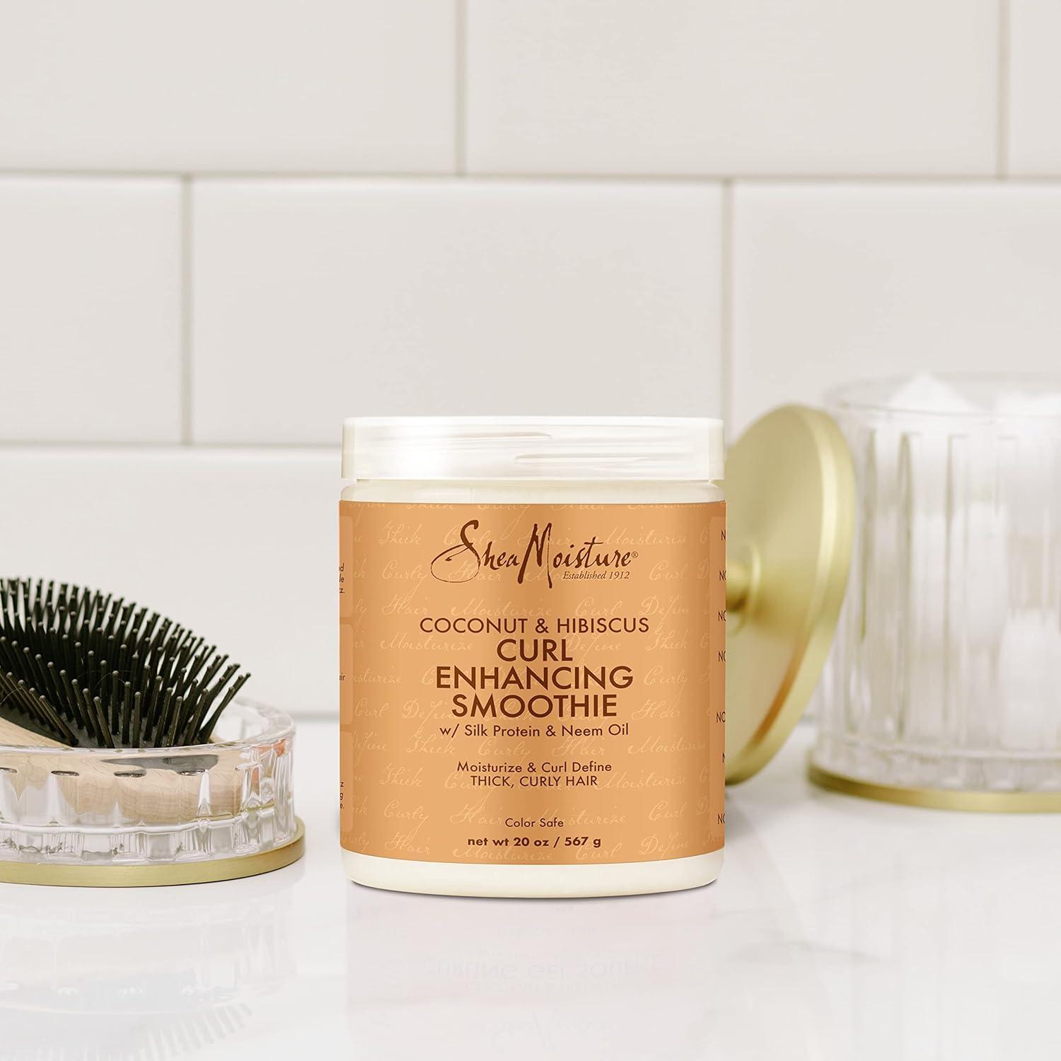 imageSheaMoisture Curl Enhancing Smoothie Hair Cream Coconut and Hibiscus for Thick Curly Hair Sulfate Free and Paraben Free Curl Cream 20 ozHibiscus