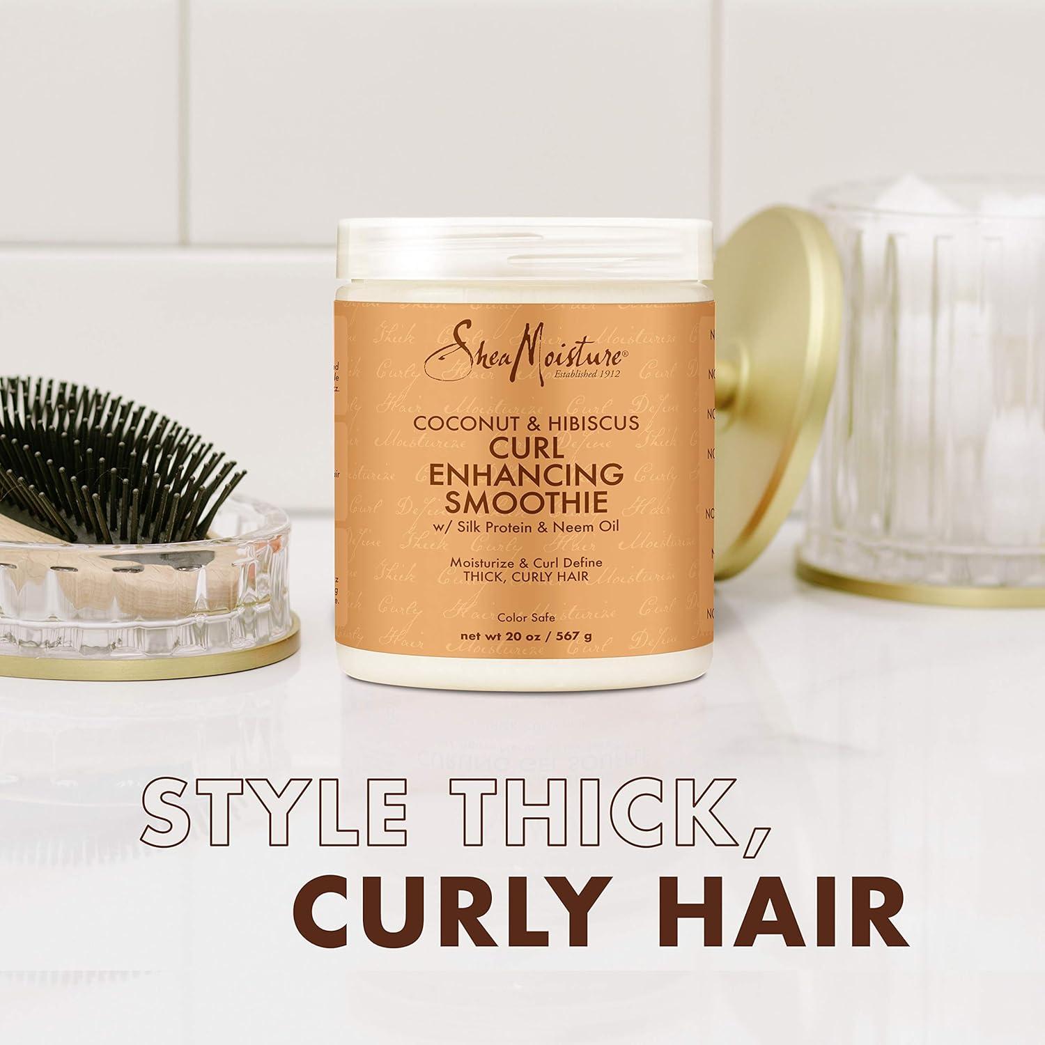 imageSheaMoisture Curl Enhancing Smoothie Hair Cream Coconut and Hibiscus for Thick Curly Hair Sulfate Free and Paraben Free Curl Cream 20 ozHibiscus