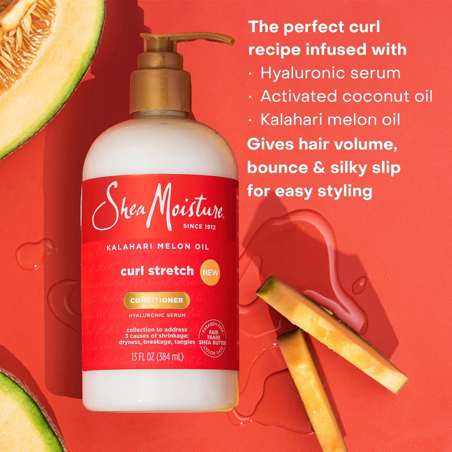 imageSheaMoisture Curl Stretch Conditioner Kalahari Melon Oil Infused with Hyaluronic Serum Hydration Hero Deeply Moisturizes and Repairs Damage for Easy Detangling and Styling 13 Fl Oz