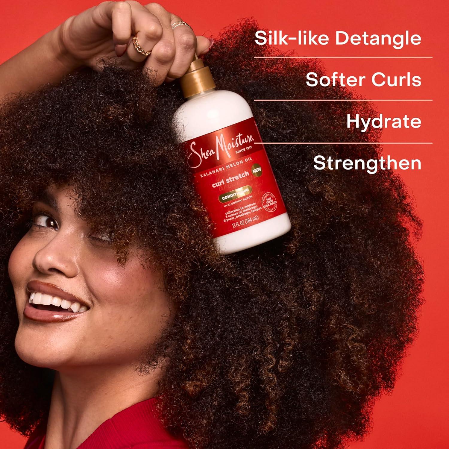 imageSheaMoisture Curl Stretch Conditioner Kalahari Melon Oil Infused with Hyaluronic Serum Hydration Hero Deeply Moisturizes and Repairs Damage for Easy Detangling and Styling 13 Fl Oz