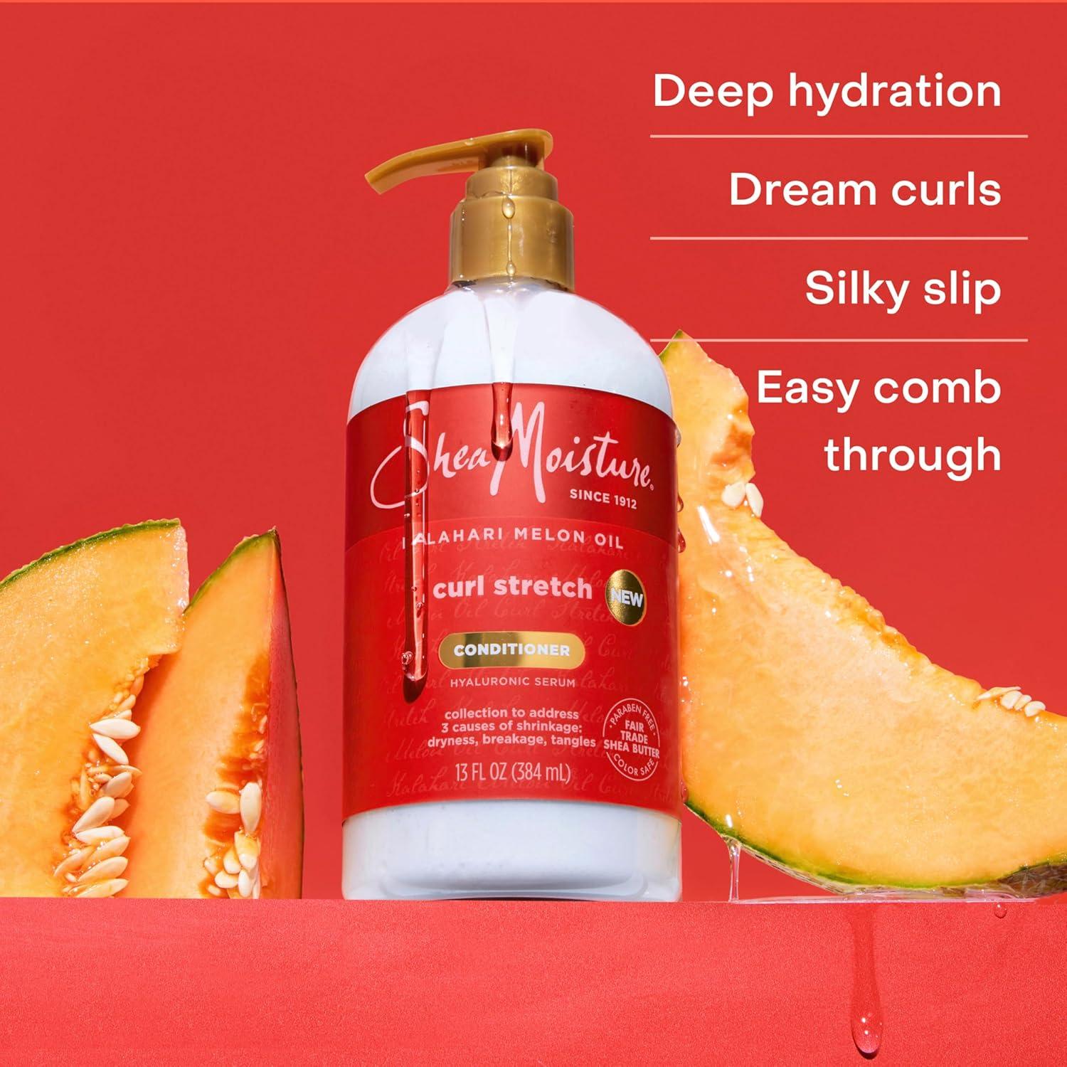 imageSheaMoisture Curl Stretch Conditioner Kalahari Melon Oil Infused with Hyaluronic Serum Hydration Hero Deeply Moisturizes and Repairs Damage for Easy Detangling and Styling 13 Fl Oz