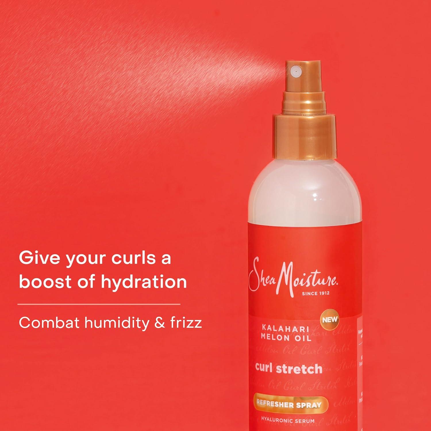 imageSheaMoisture Curl Stretch Refresher Spray Kalahari Melon Oil and Marula Oil Between Wash Style Stretcher Boosts Hydration Fights Humidity and Frizz with Hyaluronic Serum 8 Fl Oz