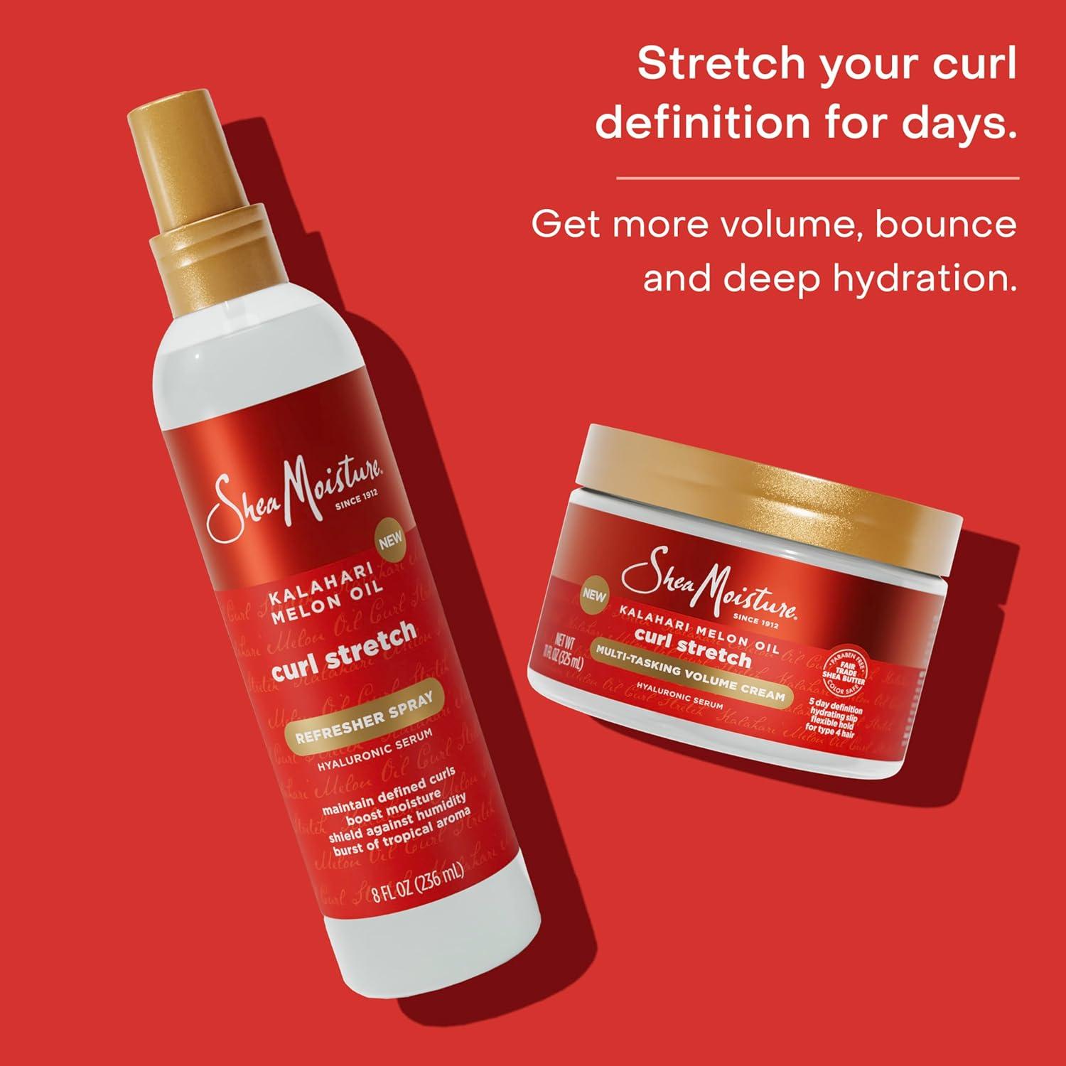 imageSheaMoisture Curl Stretch Refresher Spray Kalahari Melon Oil and Marula Oil Between Wash Style Stretcher Boosts Hydration Fights Humidity and Frizz with Hyaluronic Serum 8 Fl Oz