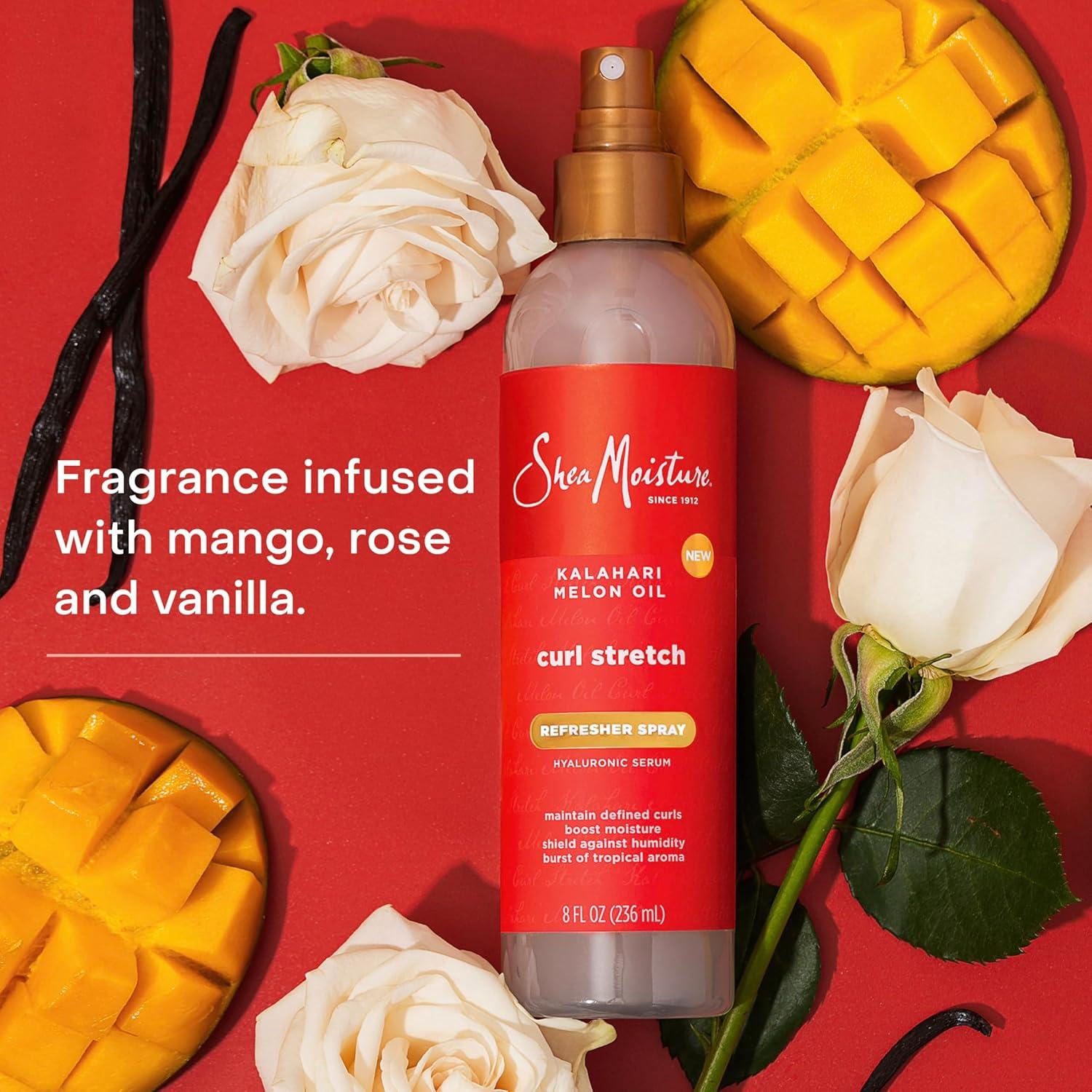 imageSheaMoisture Curl Stretch Refresher Spray Kalahari Melon Oil and Marula Oil Between Wash Style Stretcher Boosts Hydration Fights Humidity and Frizz with Hyaluronic Serum 8 Fl Oz