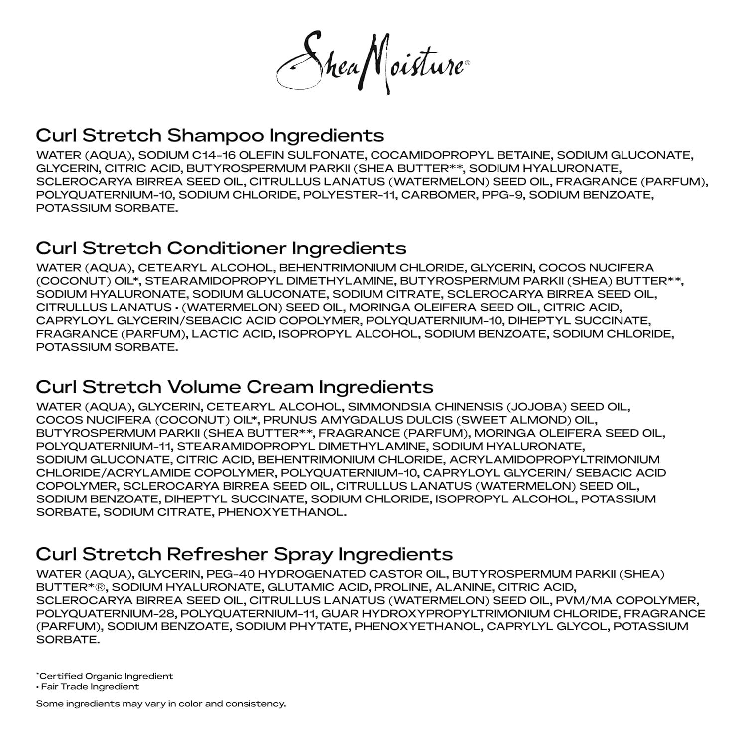 imageSheaMoisture Curl Stretch Shampoo Conditioner Volume Cream and Refresher Spray with Kalahari Melon Oil and Hyaluronic Serum  Hydrates Repairs Breakage Detangles Minimizes Shrinkage 4 Pack