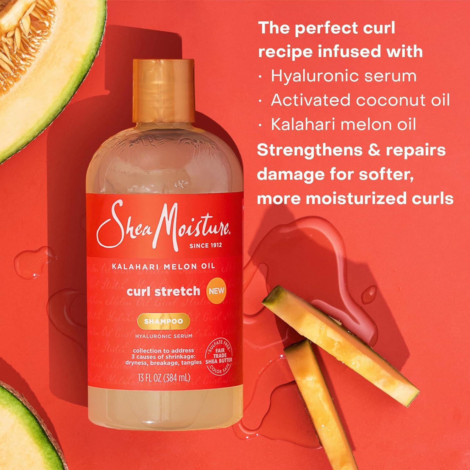 imageSheaMoisture Curl Stretch Shampoo Kalahari Melon Oil Infused with Hyaluronic Serum Cleanses and Hydrates for Strong and Soft Curls for Type 4 Hair 13 Fl Oz