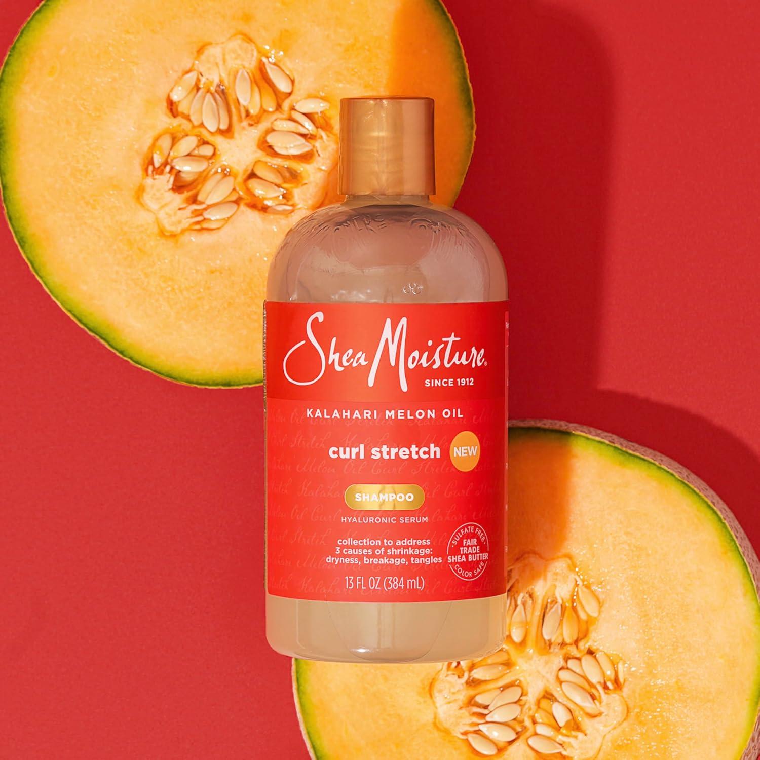 imageSheaMoisture Curl Stretch Shampoo Kalahari Melon Oil Infused with Hyaluronic Serum Cleanses and Hydrates for Strong and Soft Curls for Type 4 Hair 13 Fl Oz