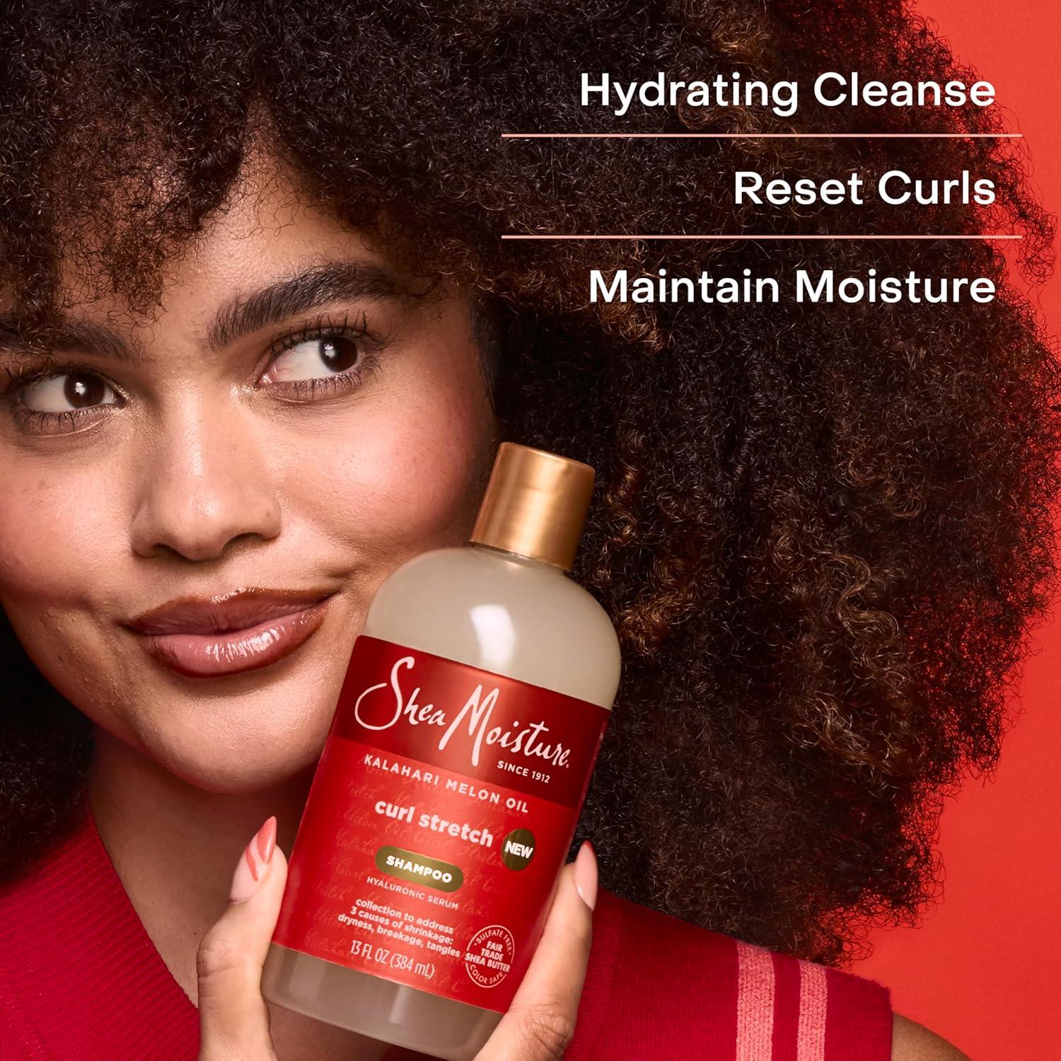 imageSheaMoisture Curl Stretch Shampoo Kalahari Melon Oil Infused with Hyaluronic Serum Cleanses and Hydrates for Strong and Soft Curls for Type 4 Hair 13 Fl Oz