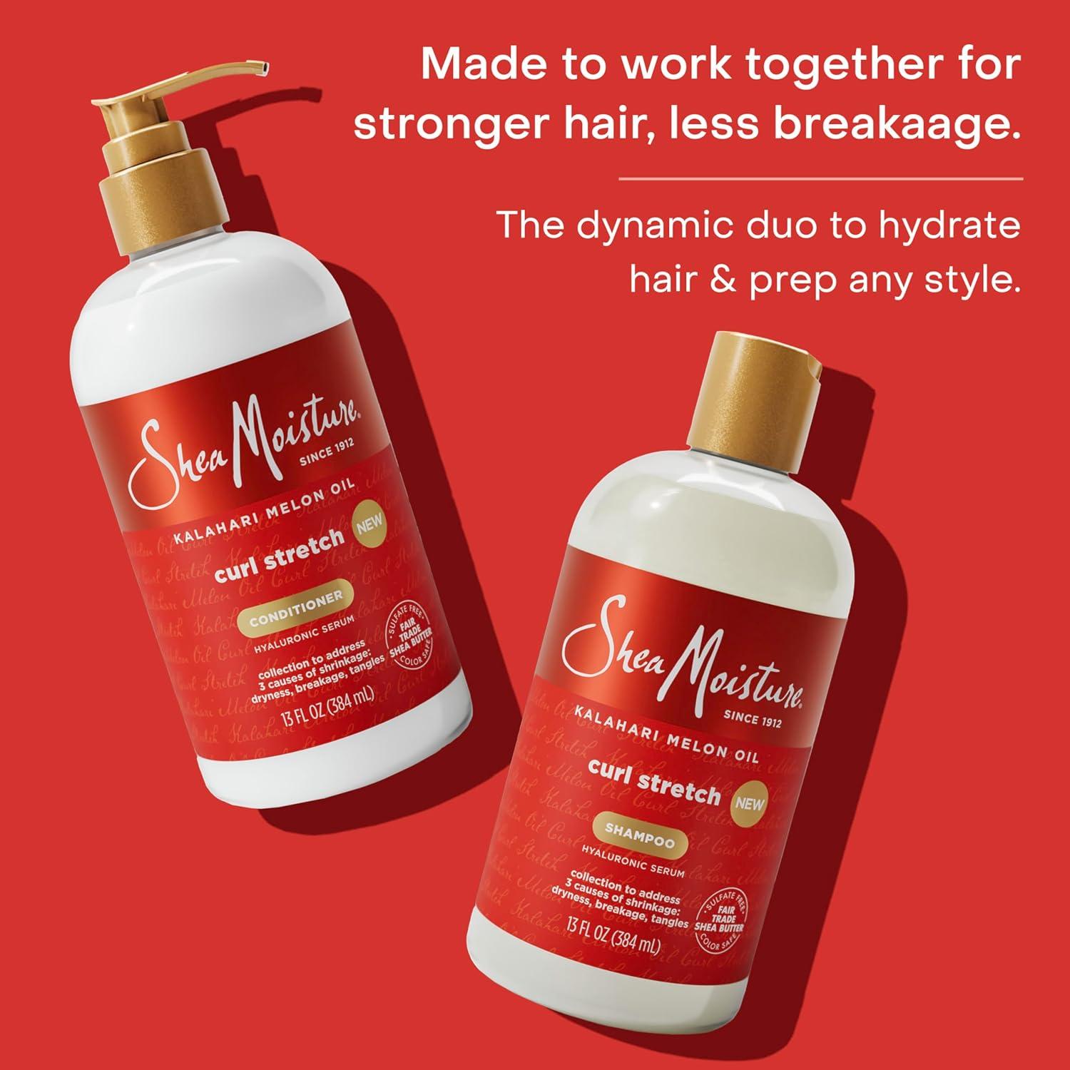 imageSheaMoisture Curl Stretch Shampoo Kalahari Melon Oil Infused with Hyaluronic Serum Cleanses and Hydrates for Strong and Soft Curls for Type 4 Hair 13 Fl Oz