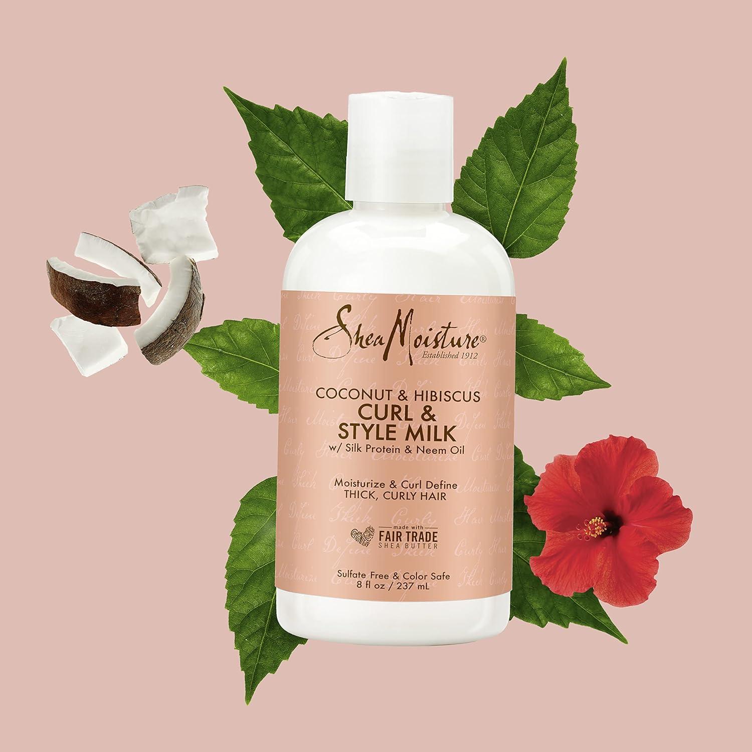 imageSheaMoisture Curl ampamp Style Milk Coconut ampamp Hibiscus with Silk Protein ampamp Neem Oil for Thick Defined Curly Hair Fair Trade SulfateFree 8 ozMilk