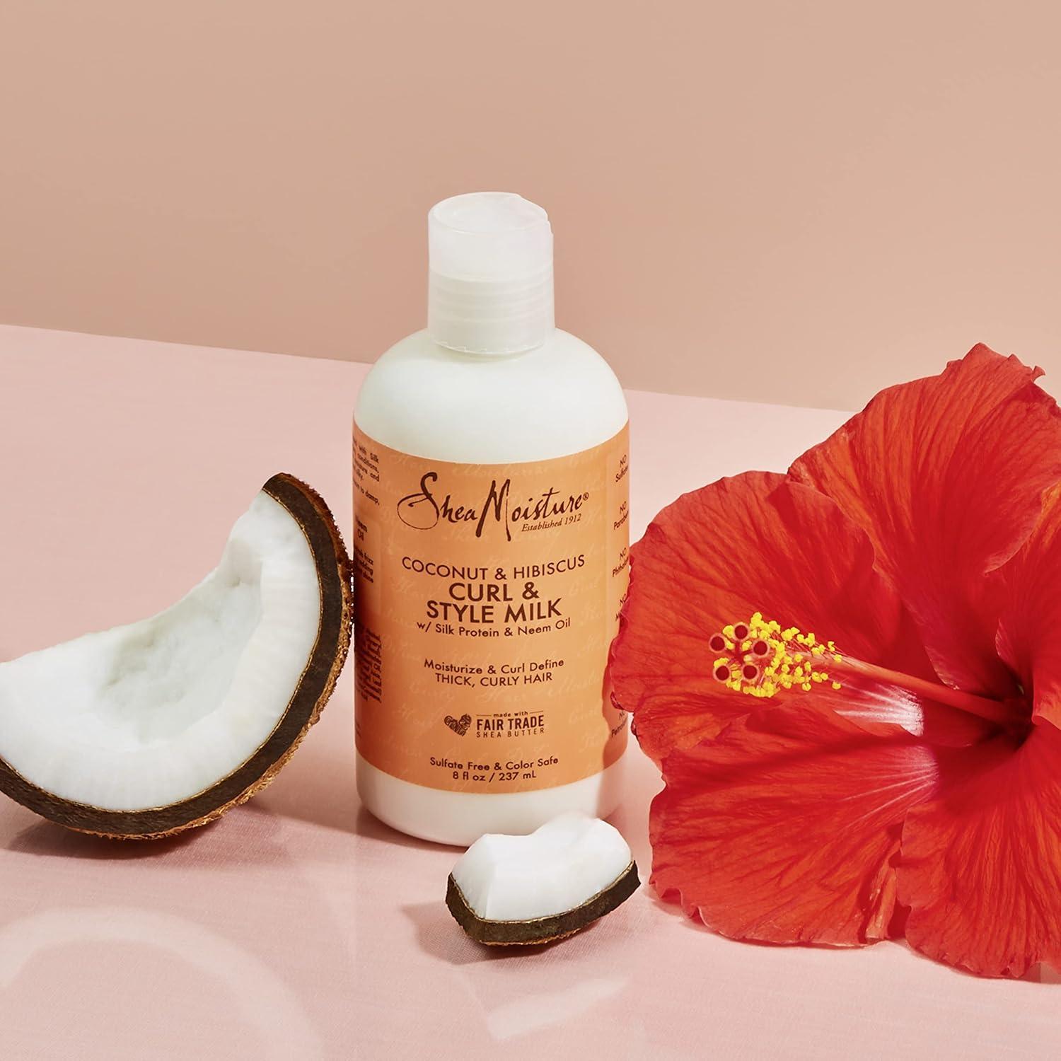 imageSheaMoisture Curl ampamp Style Milk Coconut ampamp Hibiscus with Silk Protein ampamp Neem Oil for Thick Defined Curly Hair Fair Trade SulfateFree 8 ozMilk