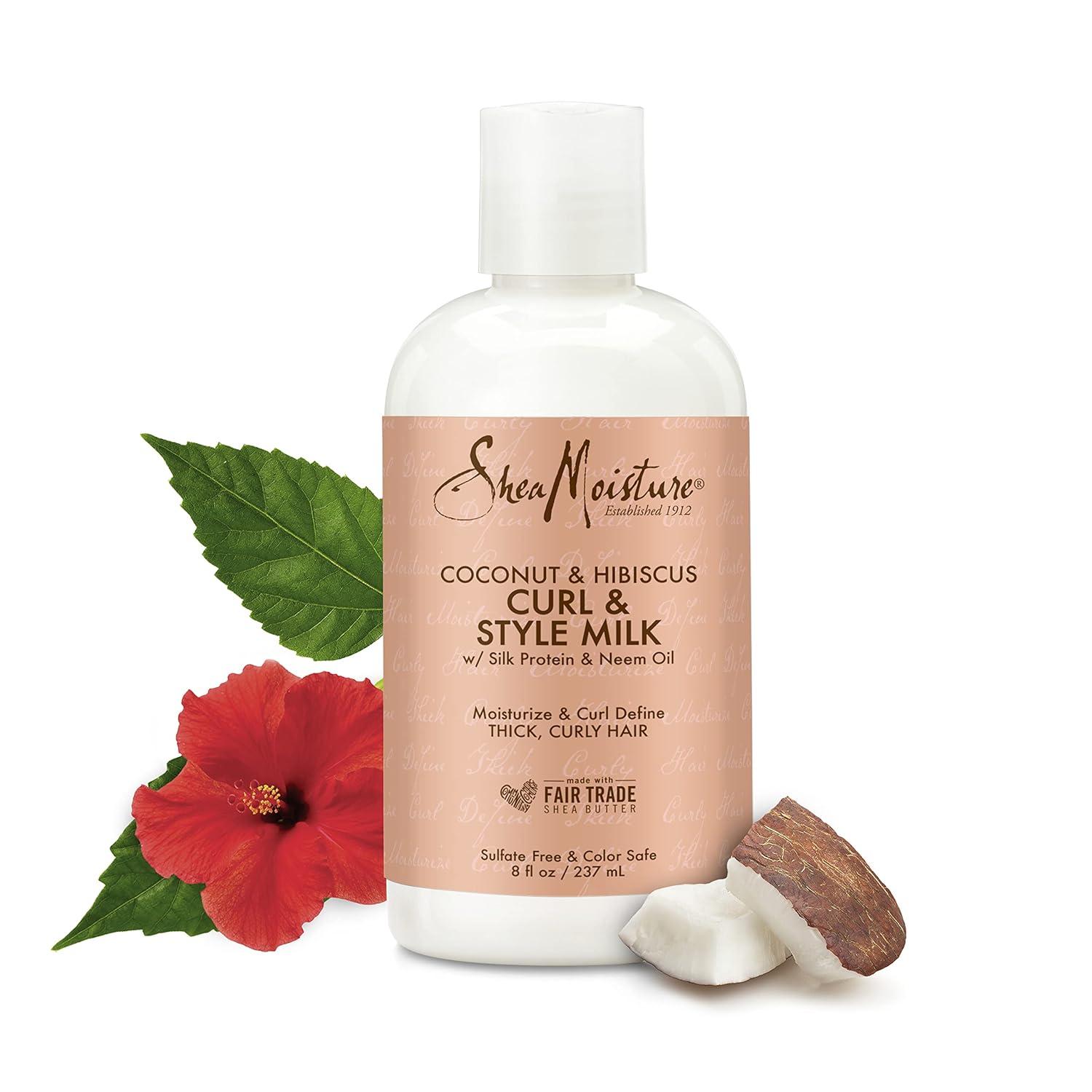 imageSheaMoisture Curl ampamp Style Milk Coconut ampamp Hibiscus with Silk Protein ampamp Neem Oil for Thick Defined Curly Hair Fair Trade SulfateFree 8 ozMilk