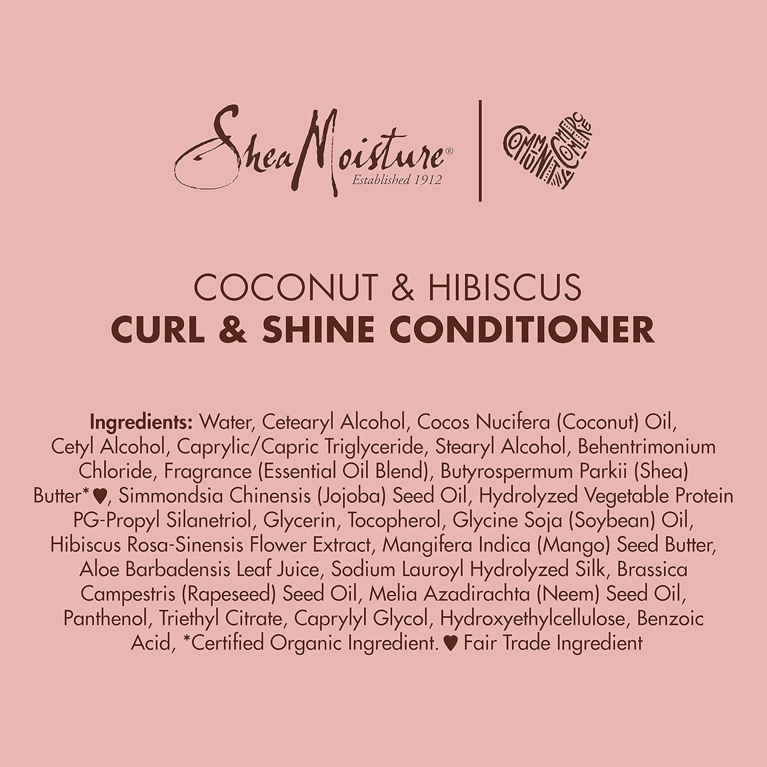 imageSheaMoisture Curl and Shine Conditioner For Thick Curly Hair Coconut and Hibiscus Sulfate Free 13 Fl Oz Pack of 213 Fl Oz Pack of 2