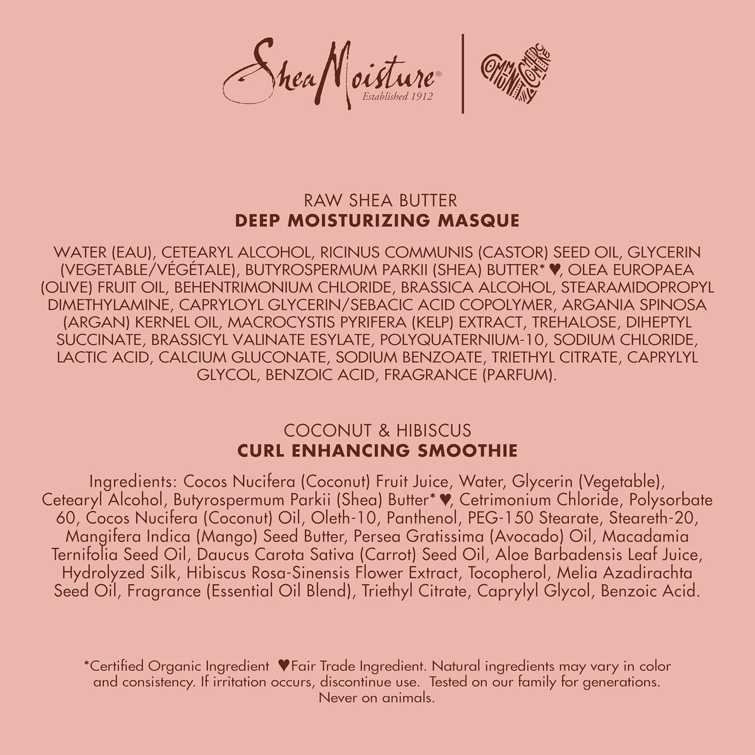 imageSheaMoisture Curl and Shine Hair Masque and Curl Enhancing Smoothie for Curly Hair Coconut and Hibiscus Deep Conditioning Hair Treatment