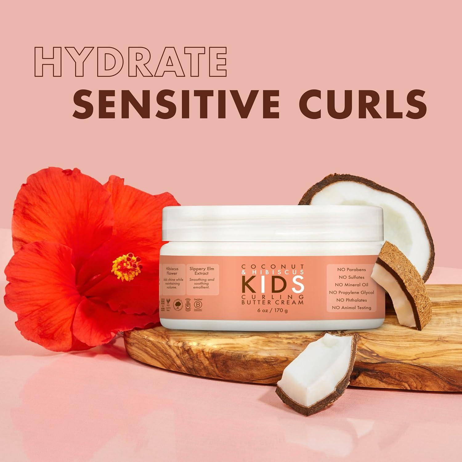 imageSheaMoisture Curling Styling Cream For Curl Definition Coconut ampamp Hibiscus Curl and Detangle Kids Hair 6 ozCoconut and Hibiscus