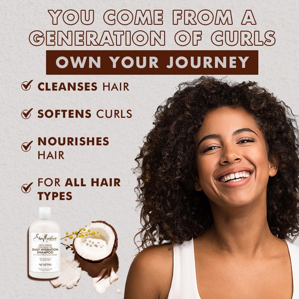imageSheaMoisture Daily Hydration Shampoo 100 Virgin Coconut Oil for All Hair Types SulfateFree 13 oz13 Ounce Pack of 2