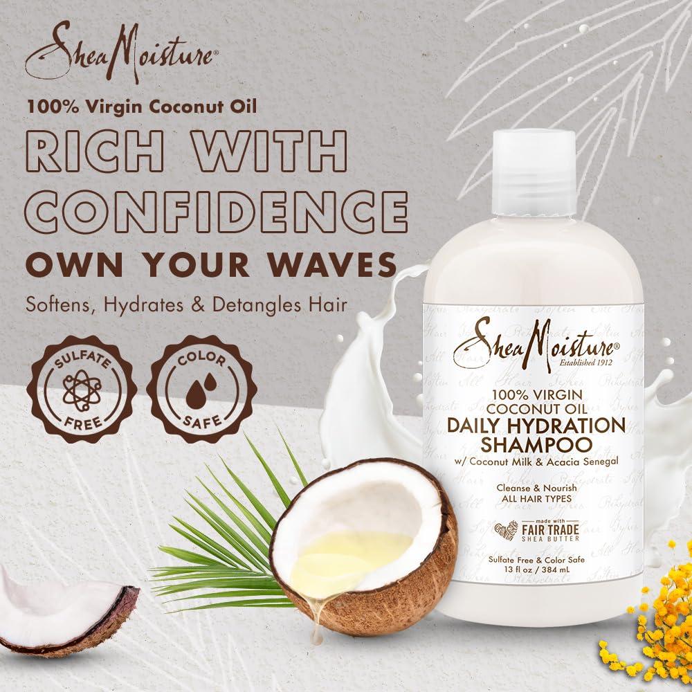 imageSheaMoisture Daily Hydration Shampoo 100 Virgin Coconut Oil for All Hair Types SulfateFree 13 oz13 Ounce Pack of 2