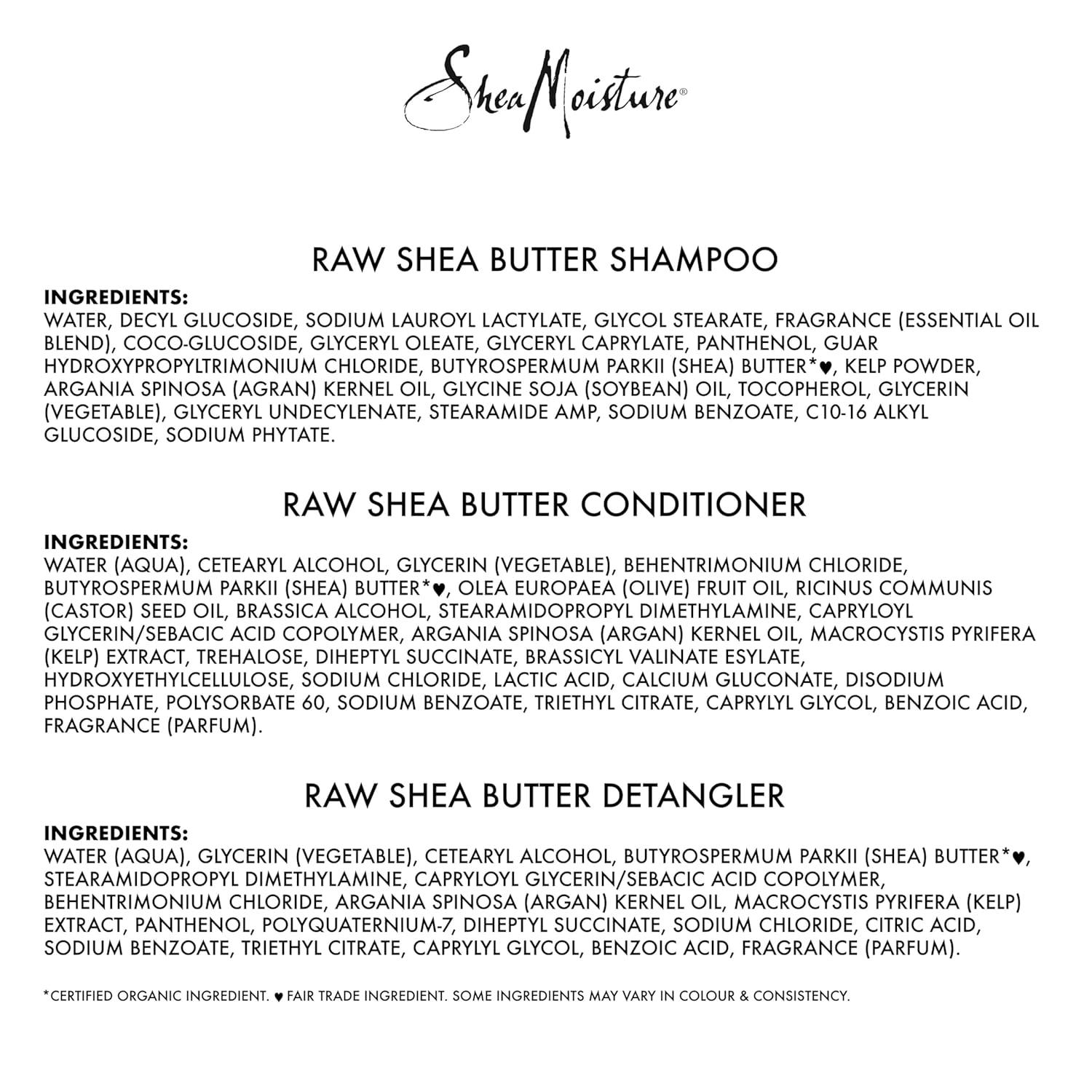 imageSheaMoisture Deep Moisturizing Hair Care 3 Count Raw Shea Butter For Curly Dry and Damaged Hair Sulfate Free Shampoo and Conditioner Hair Detangler with Sea Kelp and Argan Oil