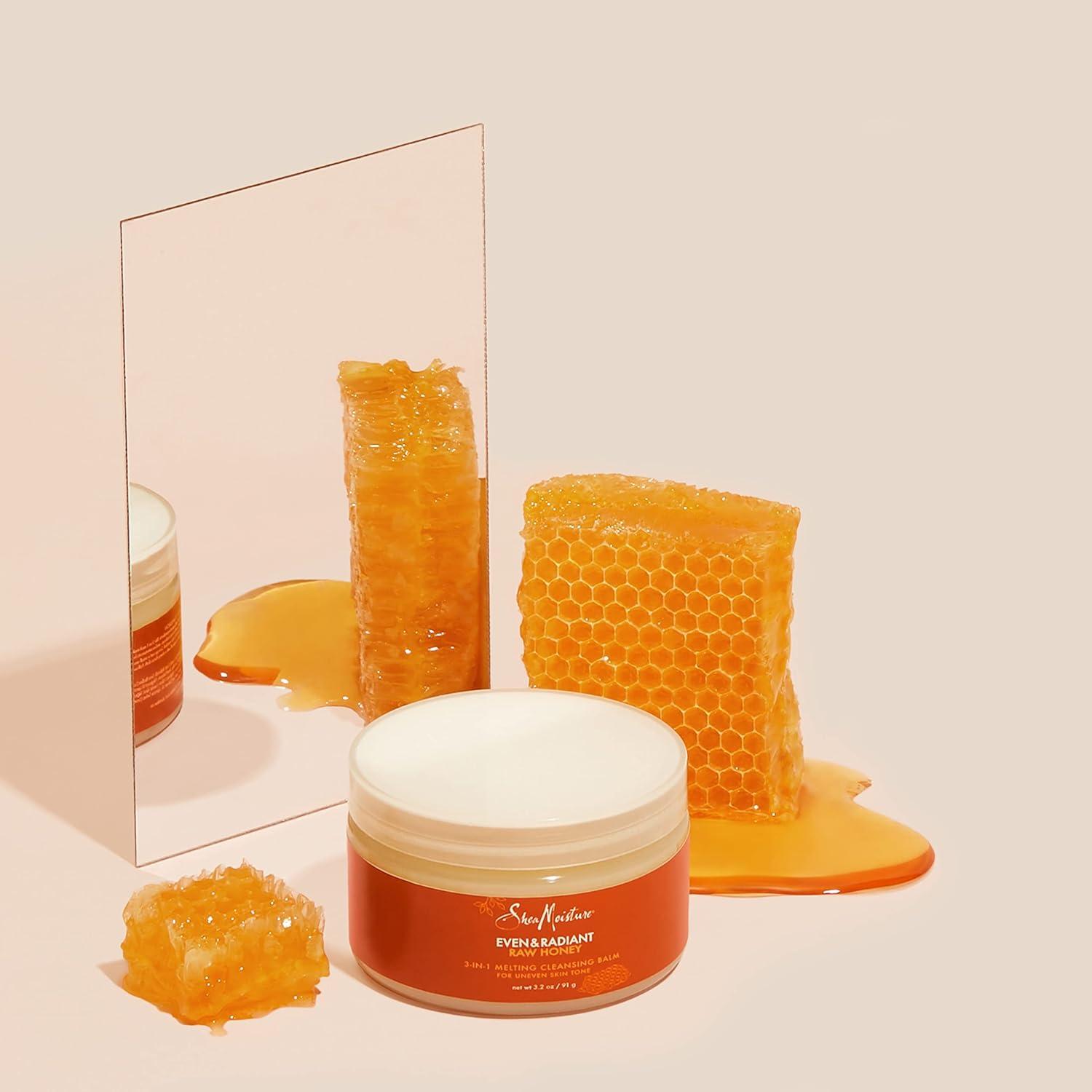 imageSheaMoisture Even and Radiant Face Cleanser For Uneven Skin Tone and Dark Spots 3in1 Cleansing Balm With Raw Honey 32 oz32 Ounce Pack of 4