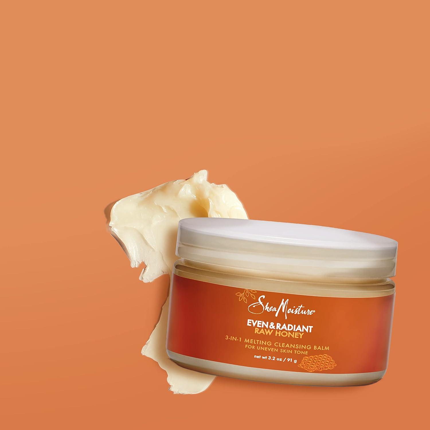 imageSheaMoisture Even and Radiant Face Cleanser For Uneven Skin Tone and Dark Spots 3in1 Cleansing Balm With Raw Honey 32 oz32 Ounce Pack of 4