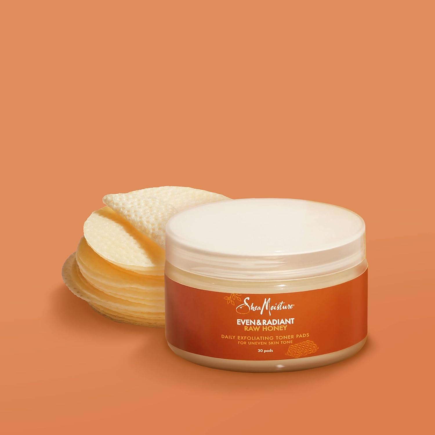 imageSheaMoisture Even and Radiant Face Pads For Uneven Skin Tone and Dark Spots Daily Exfoliating Toner Pads With Raw Honey 30 Count