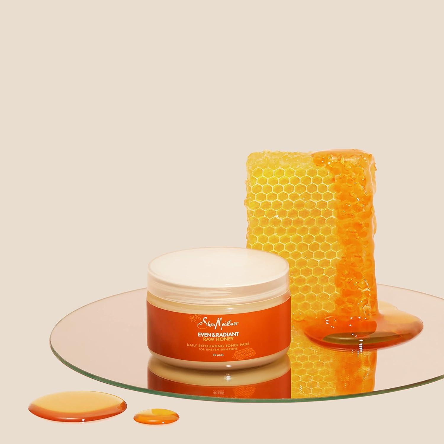 imageSheaMoisture Even and Radiant Face Pads For Uneven Skin Tone and Dark Spots Daily Exfoliating Toner Pads With Raw Honey 30 Count