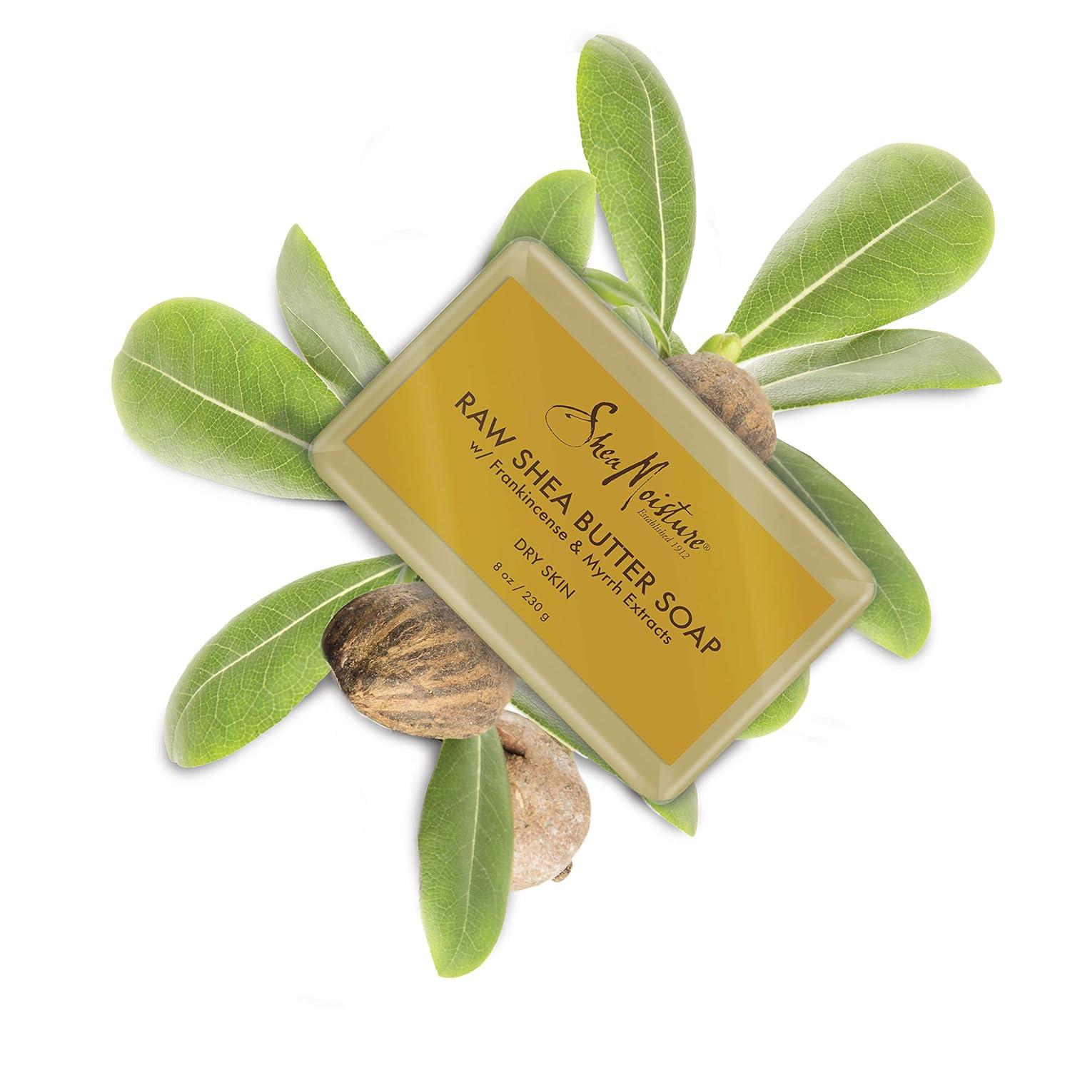 imageSheaMoisture Face and Body Bar Soap for Dry Skin with Paraben Free Raw Shea Butter Myrhh 8 Ounce Pack of 3Frankincense