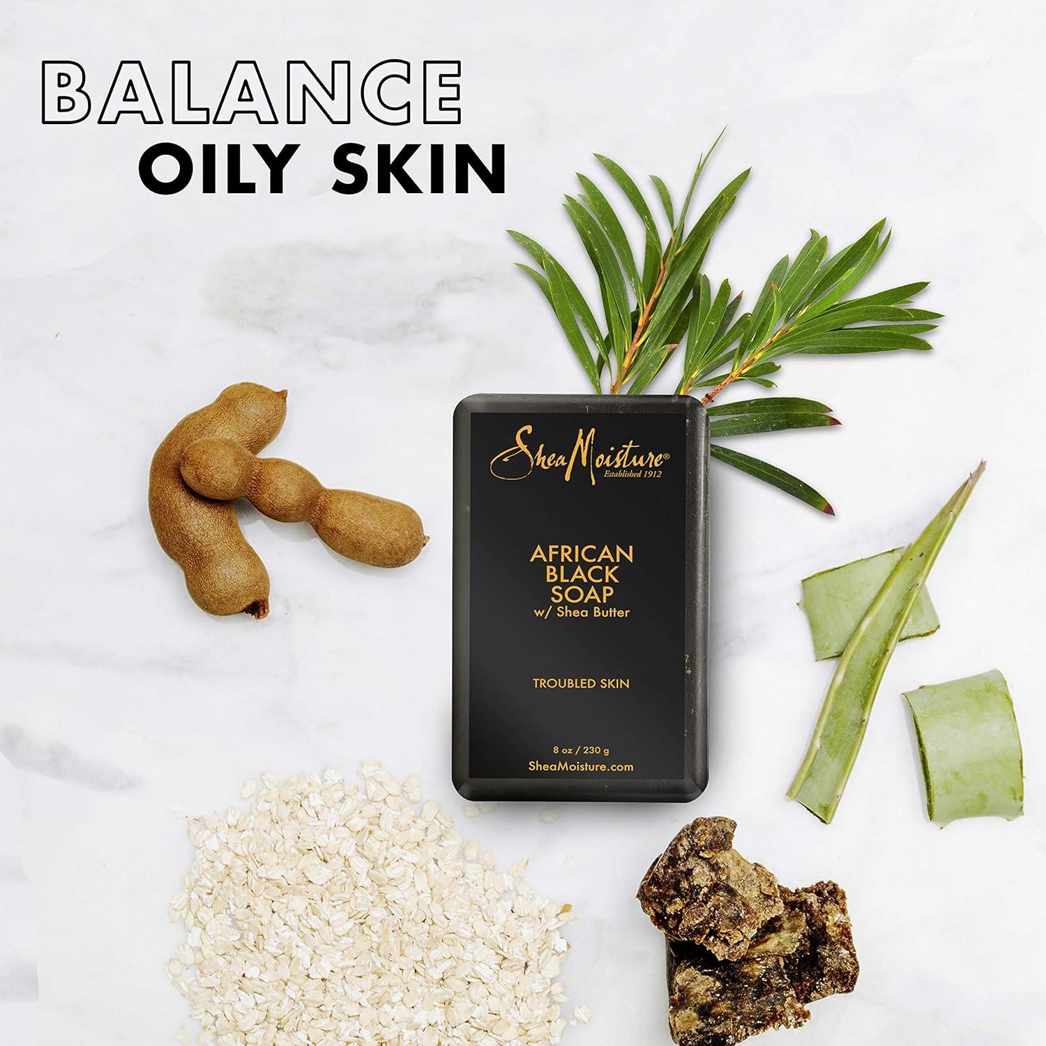 imageSheaMoisture Face and Body Bar for Oily BlemishProne Skin African Black Soap Paraben Free 35 oz 4 Count facial cleanser55 Ounce Pack of 4